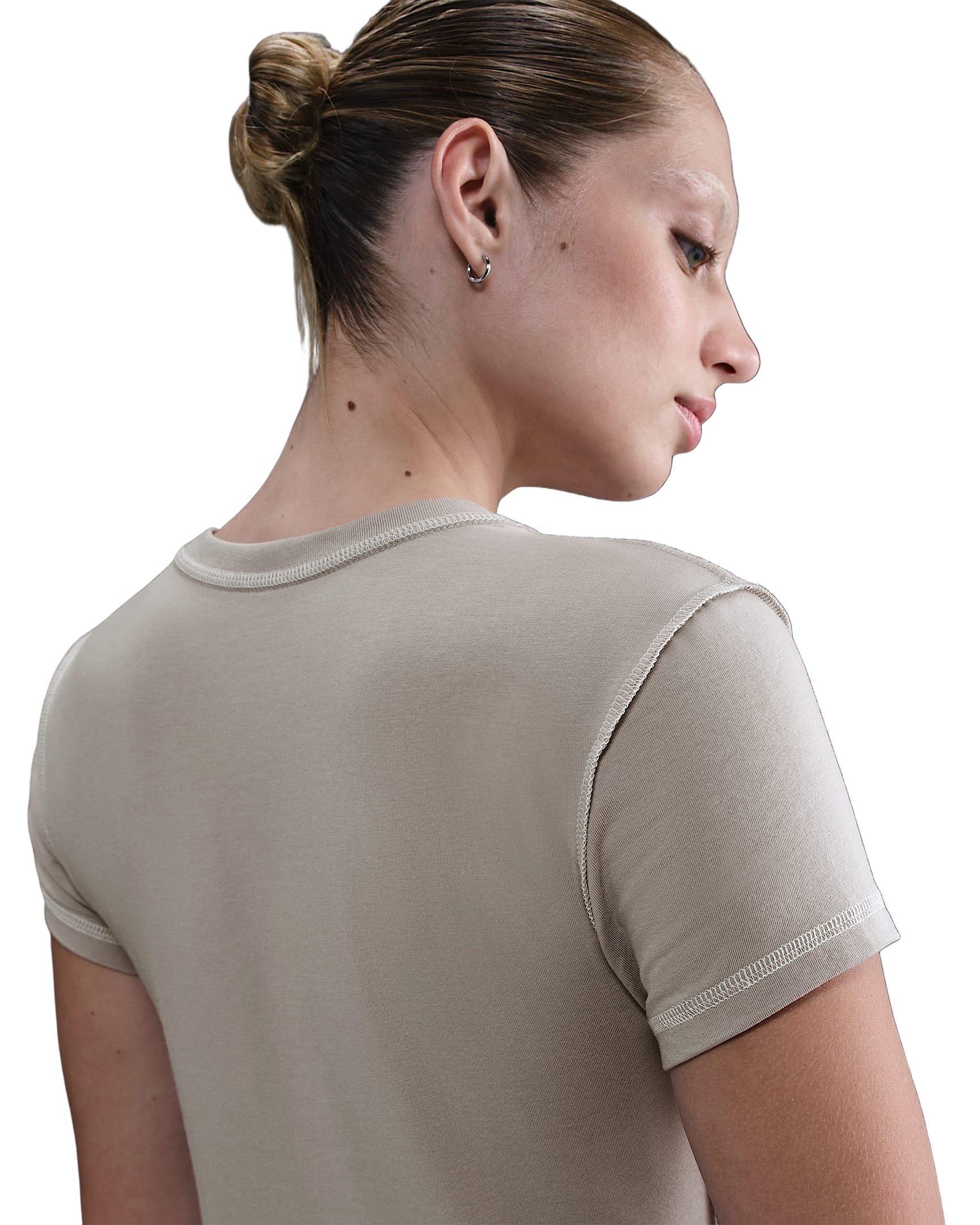 Nike Women's Sportswear Chill Knit Slim Cropped Top -Grey - GREY Thumbnail View 2