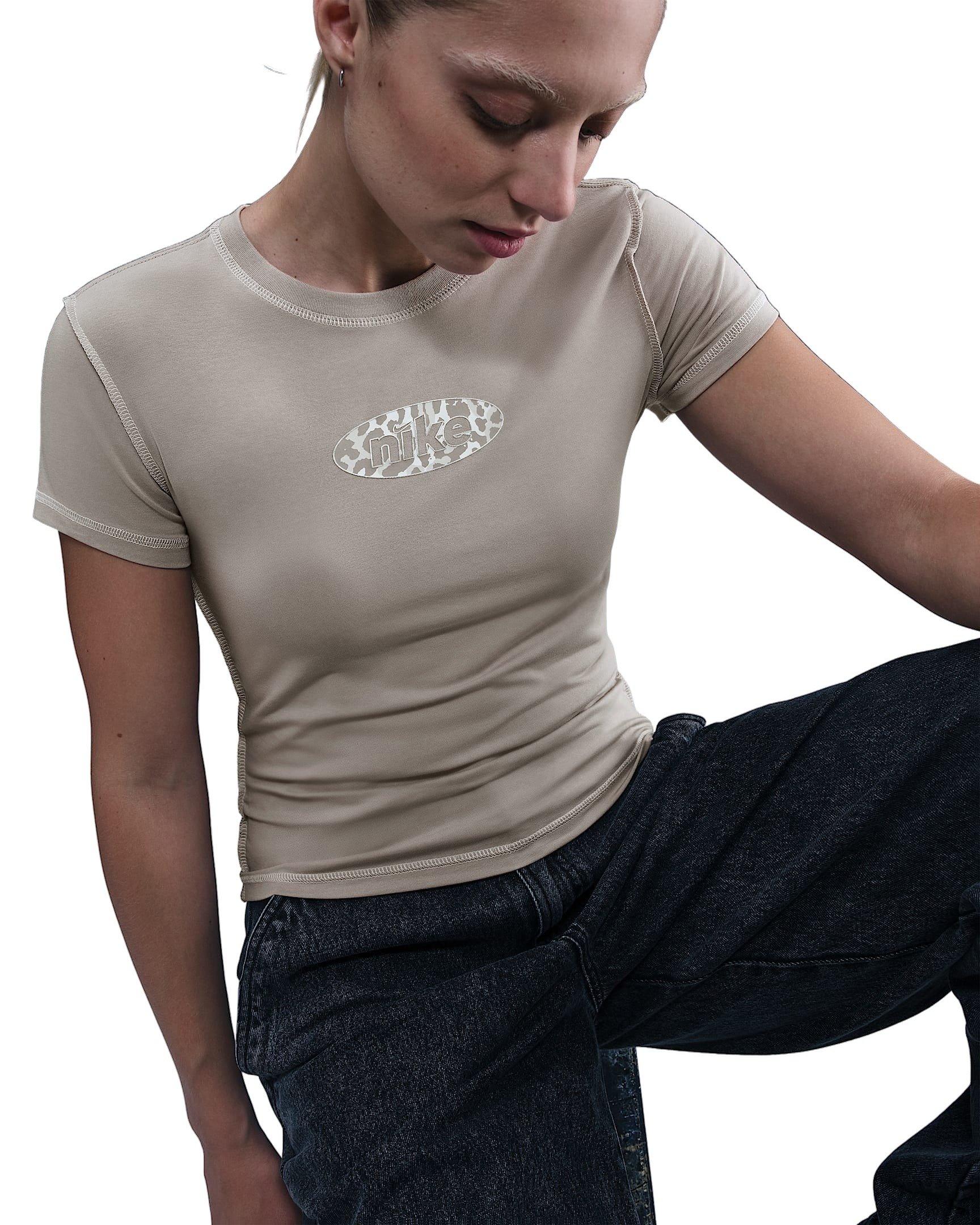 Nike Women's Sportswear Chill Knit Slim Cropped Top -Grey - GREY Thumbnail View 3