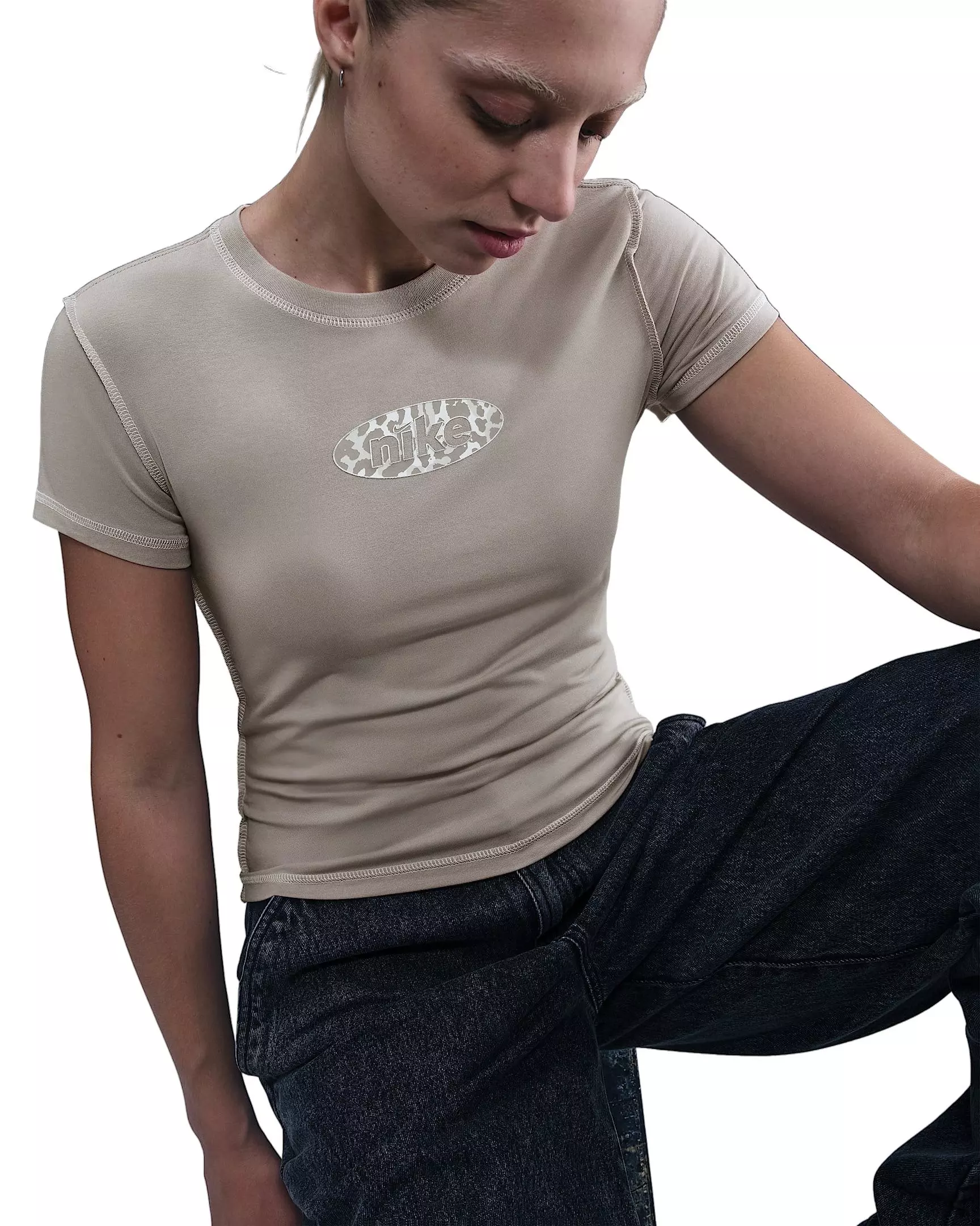 Nike Women's Sportswear Chill Knit Slim Cropped Top -Grey - GREY