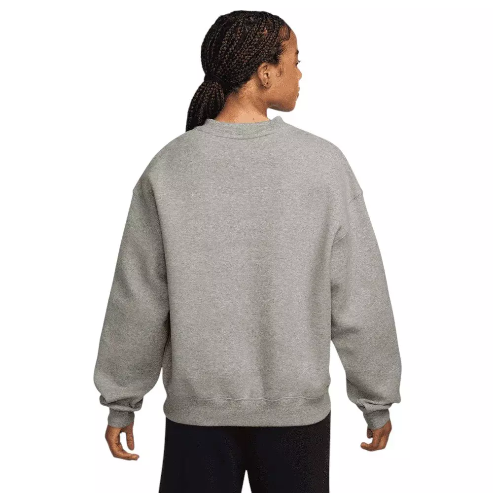 Nike Women's Studio Fleece Med-Weight Oversized V-Neck Top - Grey - GREY