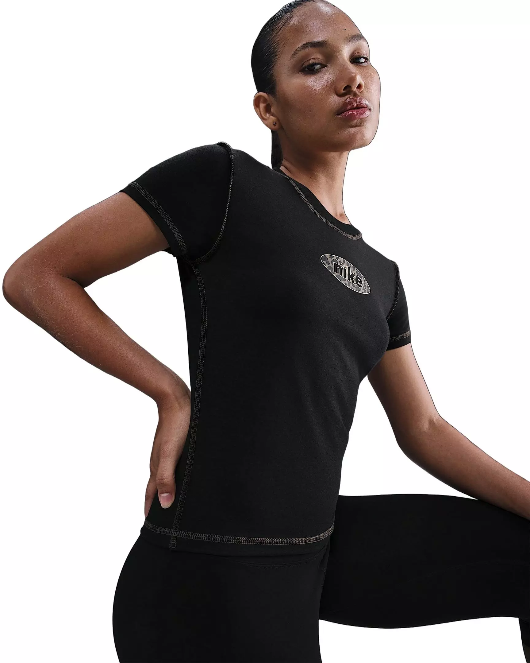 Nike Women's Sportswear Chill Knit Slim Cropped Top -Black - BLACK
