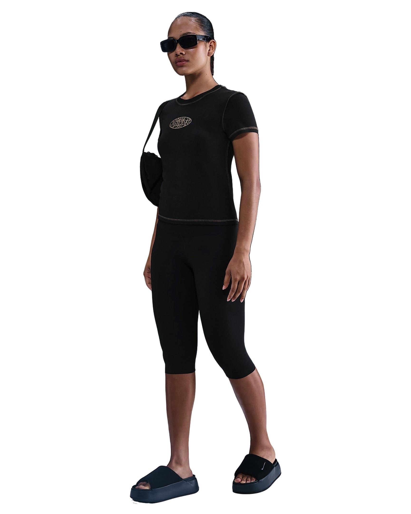 Nike Women's Sportswear Chill Knit Slim Cropped Top -Black - BLACK Thumbnail View 4