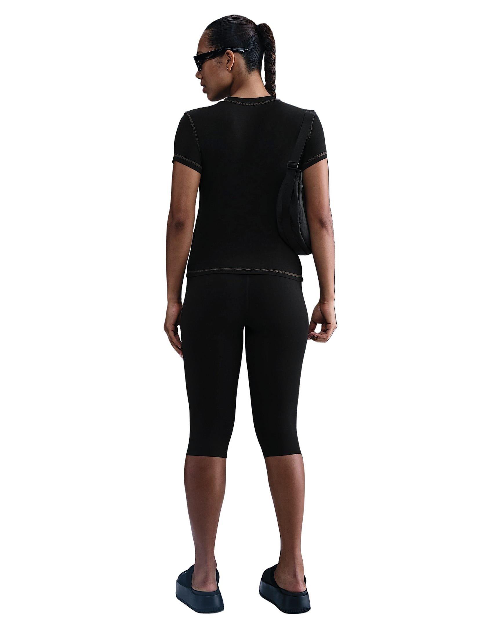 Nike Women's Sportswear Chill Knit Slim Cropped Top -Black - BLACK Thumbnail View 5