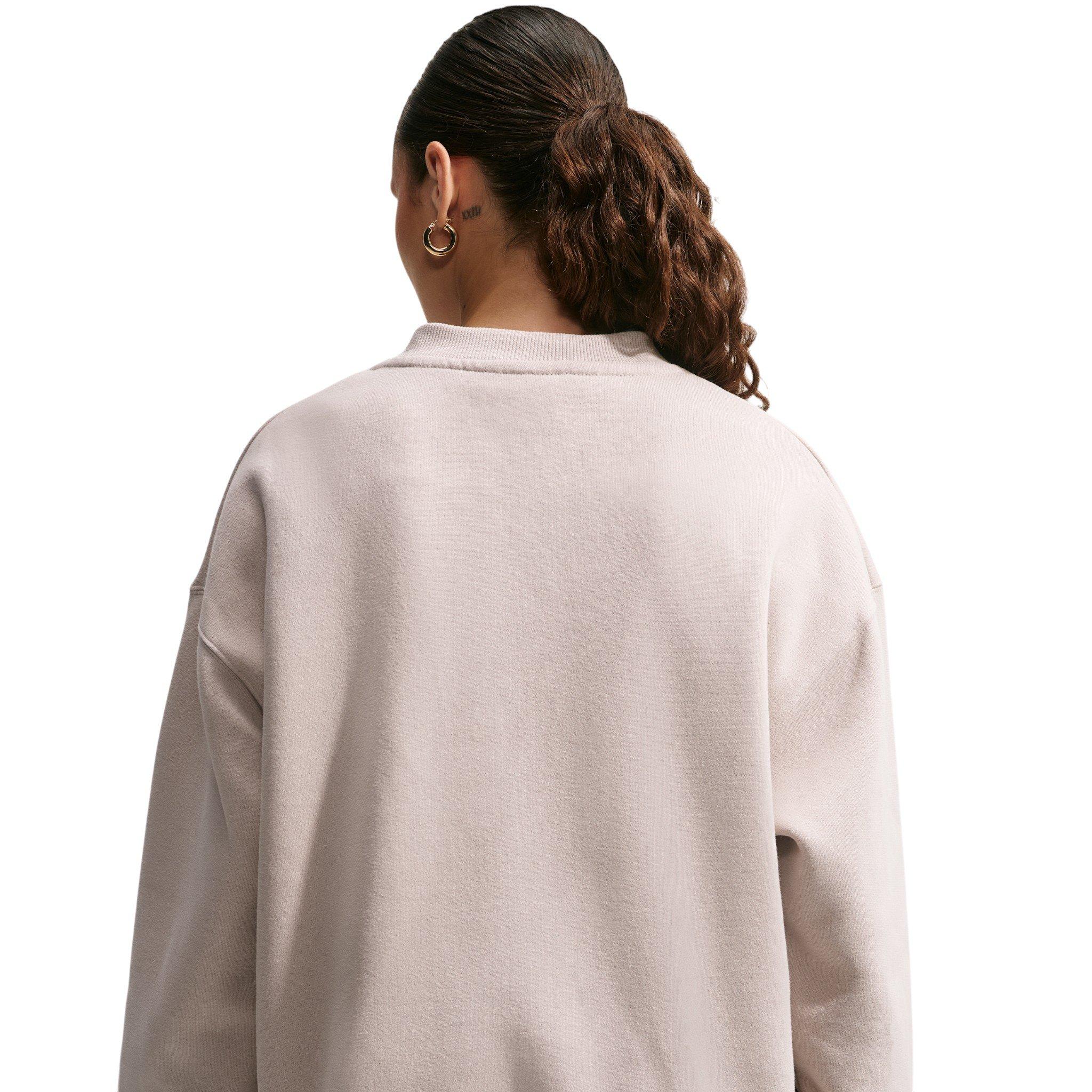 Nike Women's Studio Fleece Med-Weight Oversized V-Neck Top - Cream - CREAM
