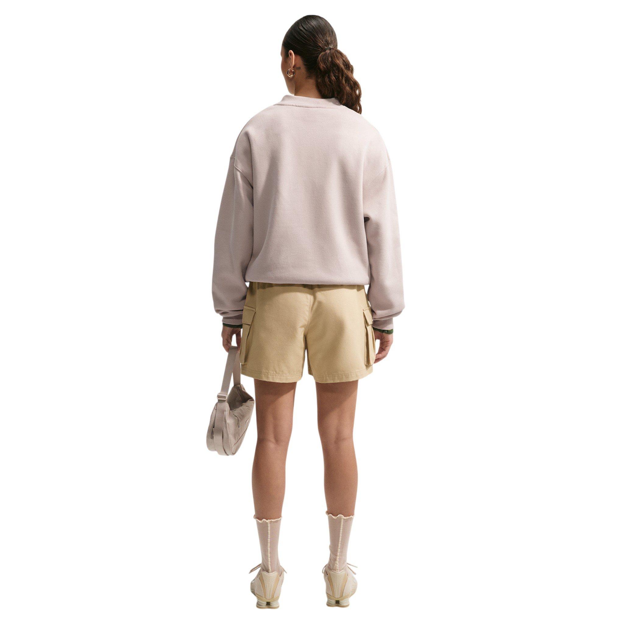 Nike Women's Studio Fleece Med-Weight Oversized V-Neck Top - Cream - CREAM