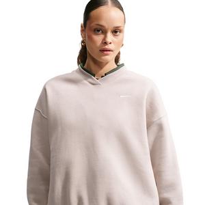 Nike Women's Studio Fleece Med-Weight Oversized V-Neck Top - Cream - CREAM
