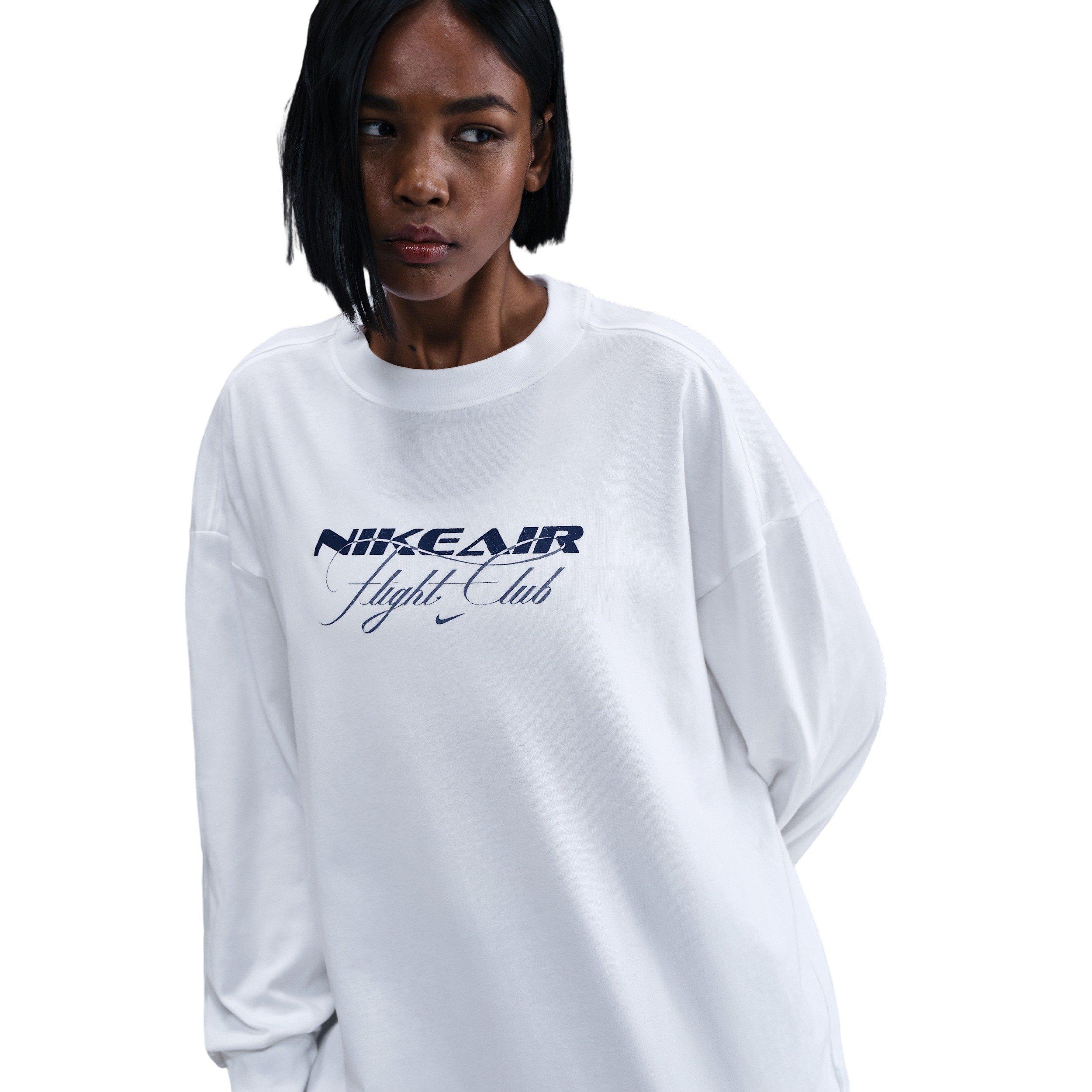 Nike Women's Sportswear Oversized Long-Sleeve Travel T-Shirt -White - WHITE Thumbnail View 1