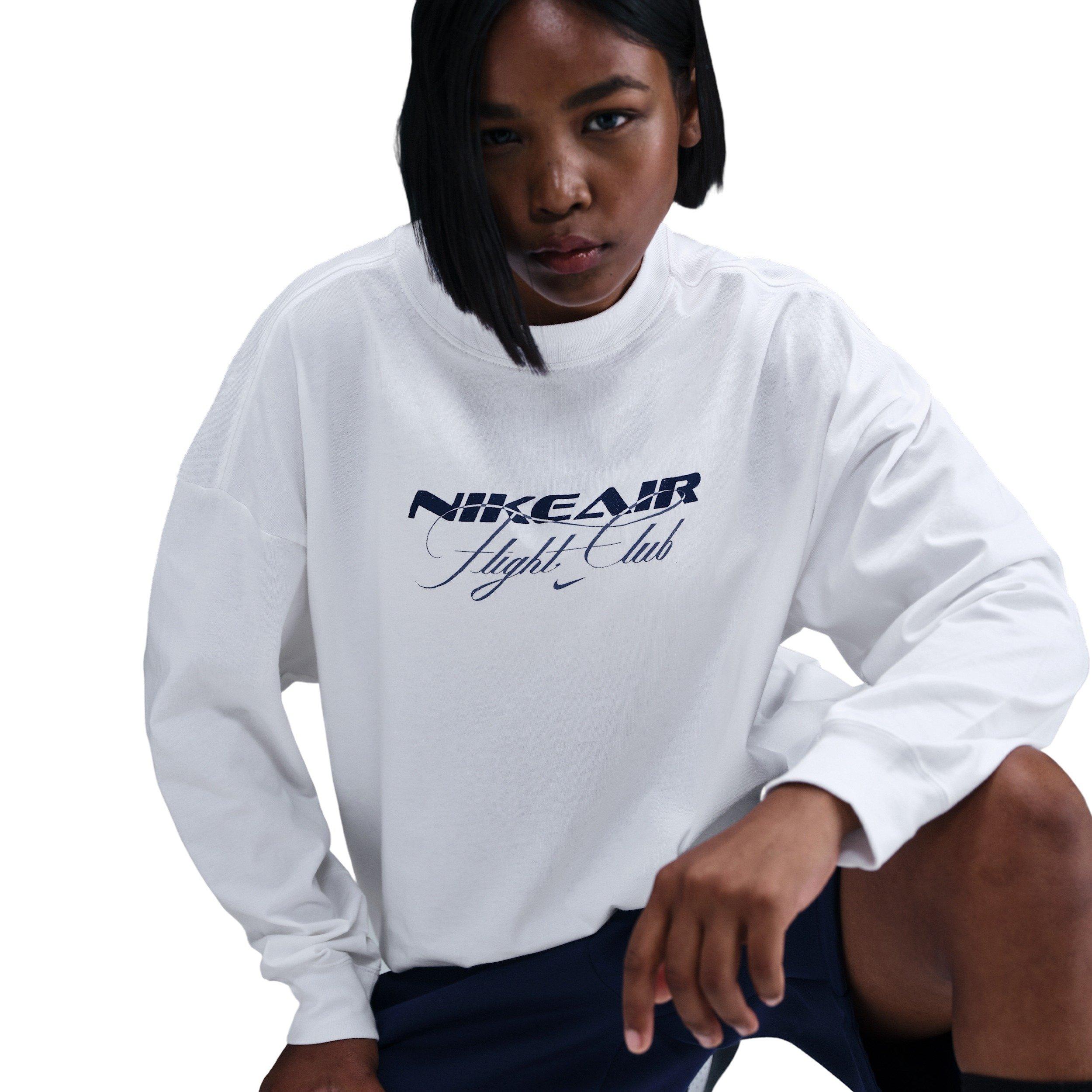 Nike Women's Sportswear Oversized Long-Sleeve Travel T-Shirt - White - WHITE Thumbnail View 3