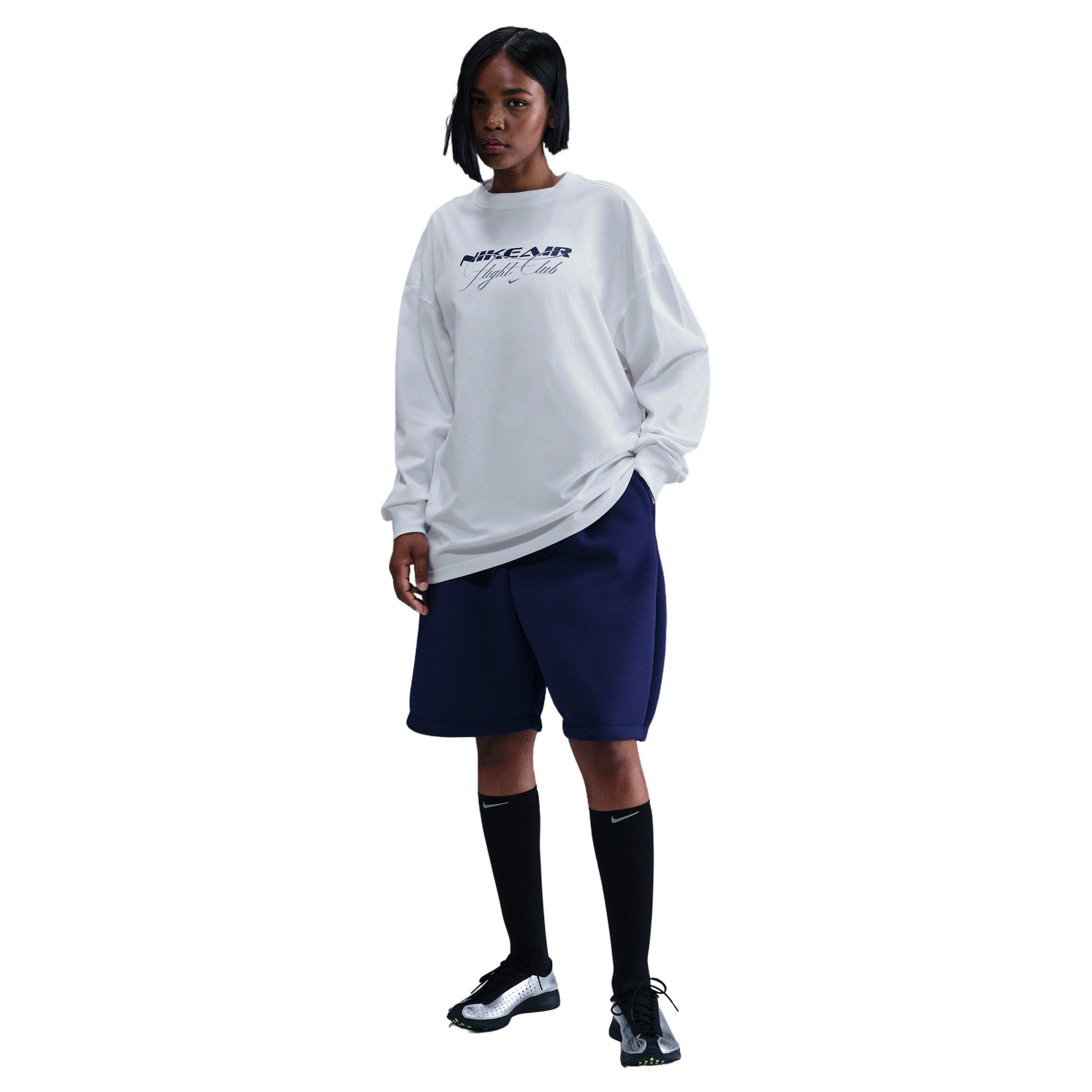 Nike Women's Sportswear Oversized Long-Sleeve Travel T-Shirt -White - WHITE Thumbnail View 4