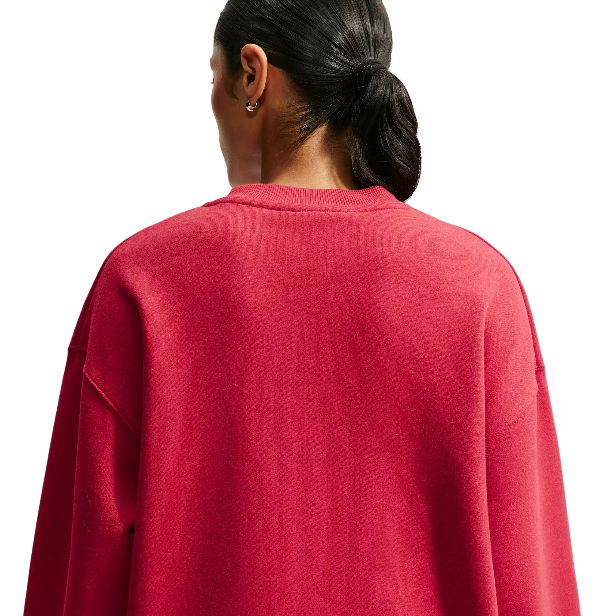 Nike Women's Studio Fleece Med-Weight Oversized V-Neck Top - Red - RED