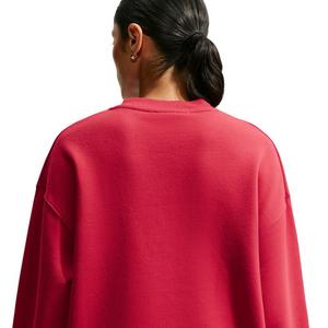 Nike Women's Studio Fleece Med-Weight Oversized V-Neck Top - Red - RED