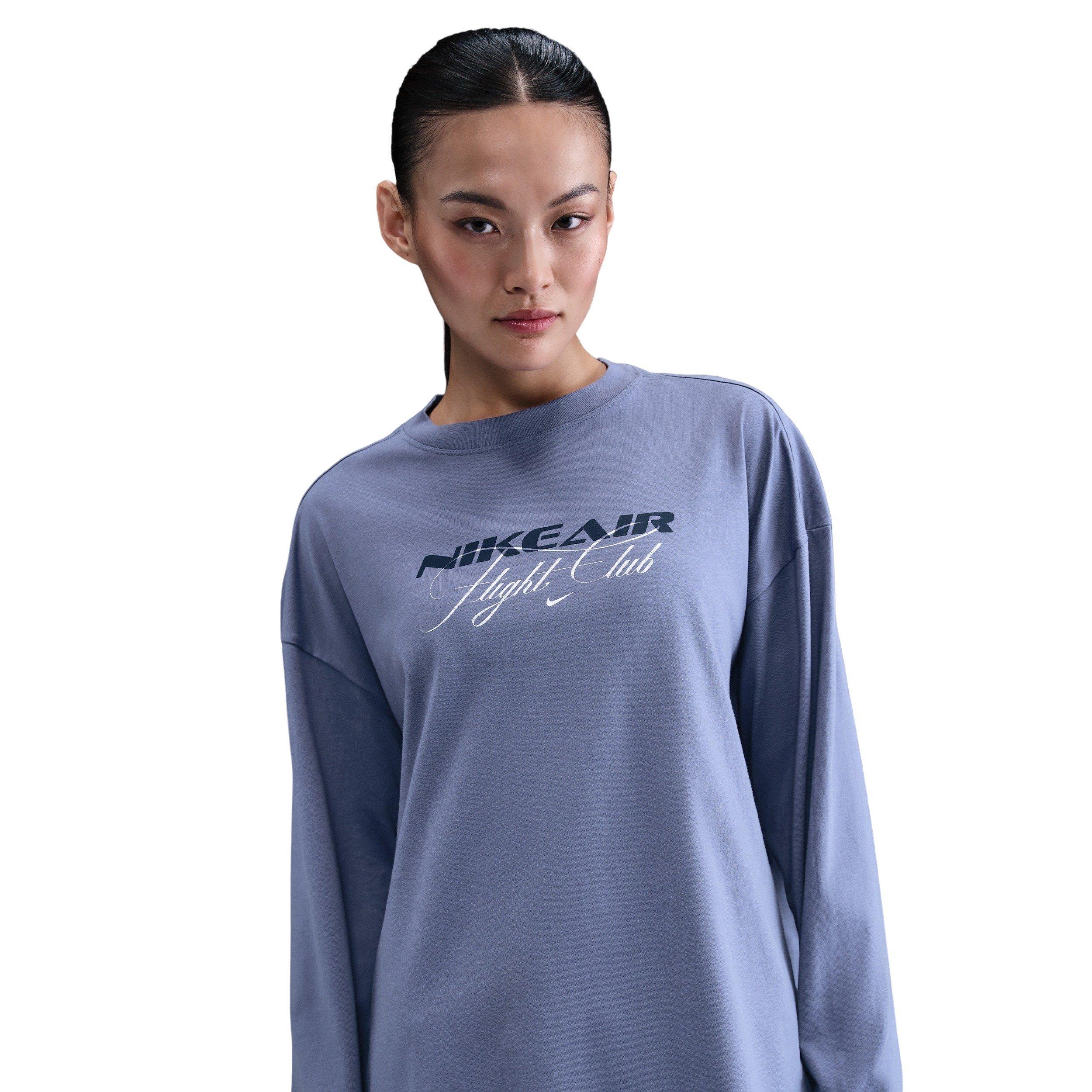 Nike Women's Sportswear Oversized Long-Sleeve Travel T-Shirt -Indigo - INDIGO Thumbnail View 3