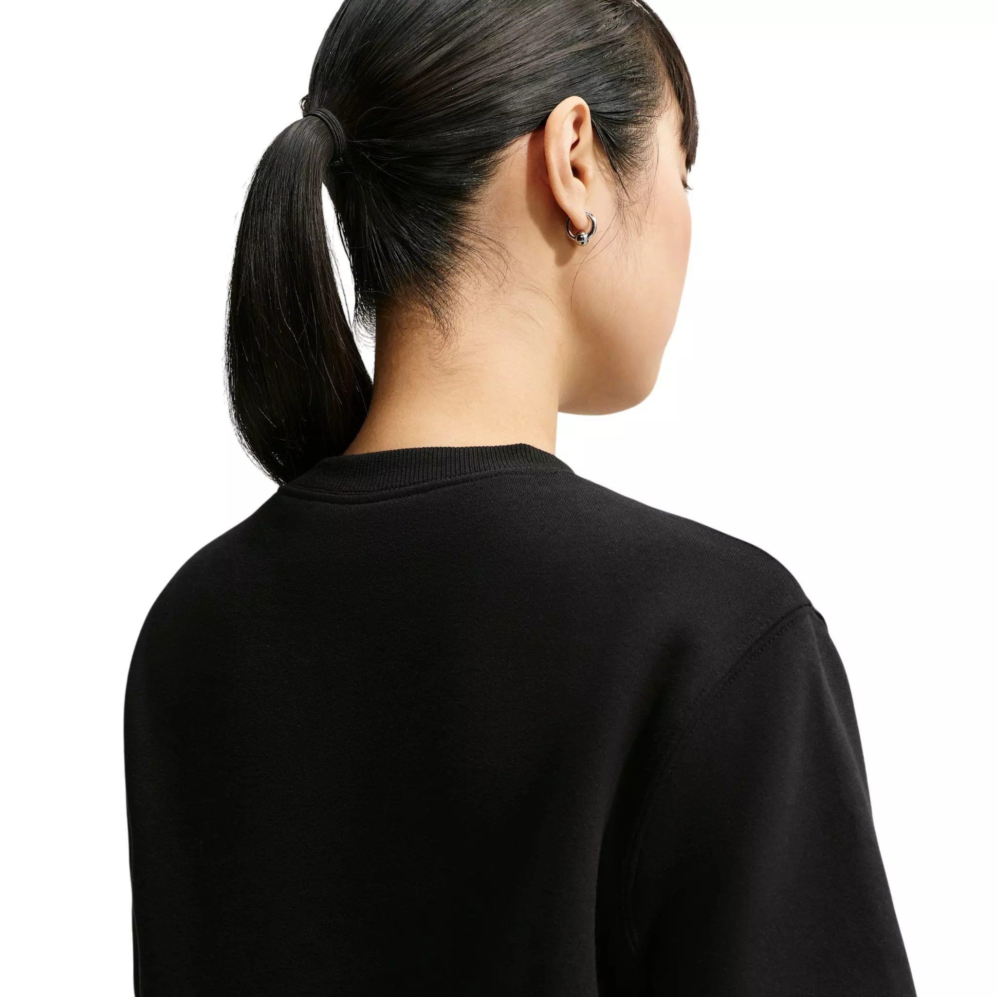 Nike Women's Studio Fleece Medium Weight Crewneck Sweatshirt - Black/Off-White - BLACK/OFF-WHITE