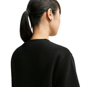 Nike Women's Studio Fleece Medium Weight Crewneck Sweatshirt - Black/Off-White - BLACK/OFF-WHITE