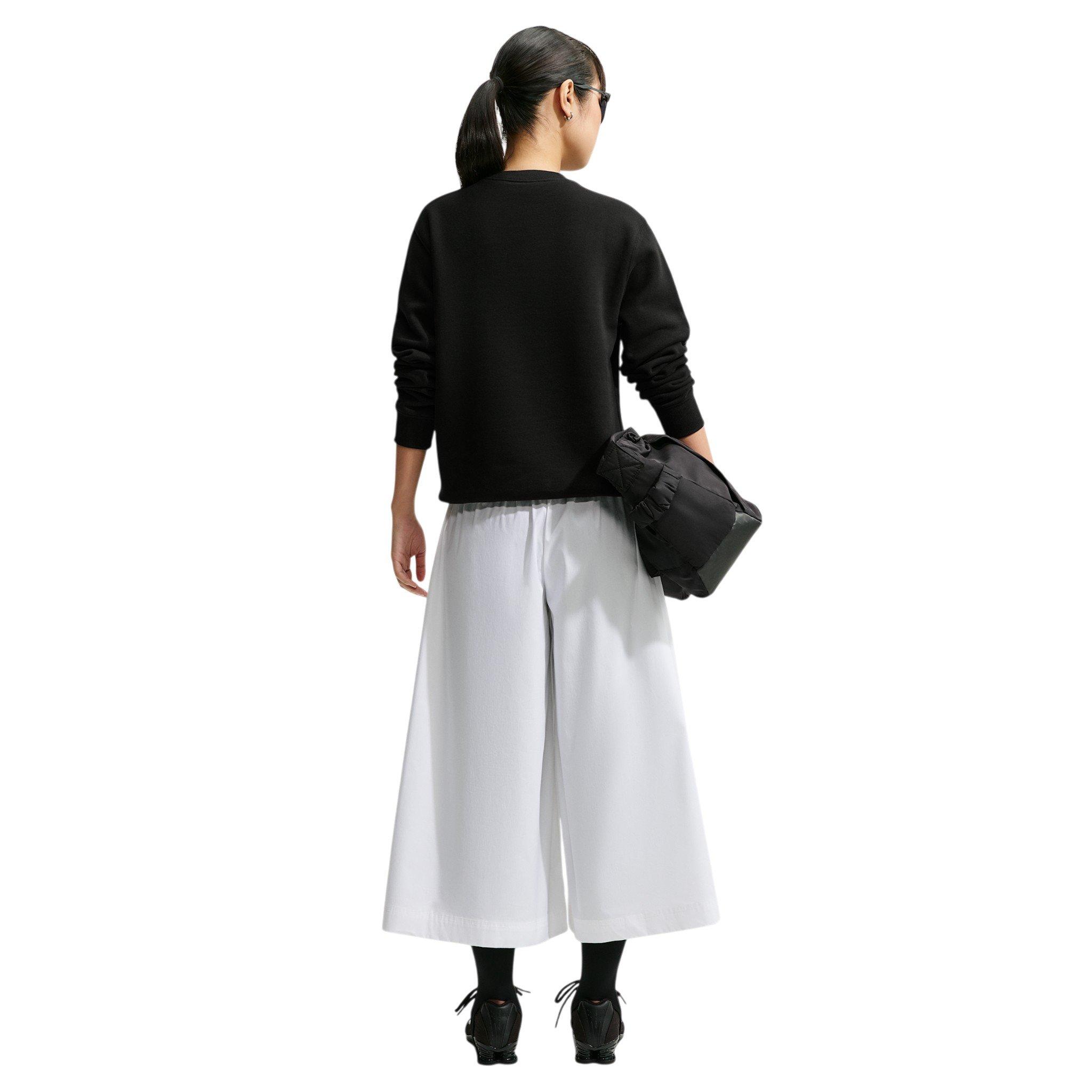 Nike Women's Studio Fleece Medium Weight Crewneck Sweatshirt - Black/Off-White - BLACK/OFF-WHITE