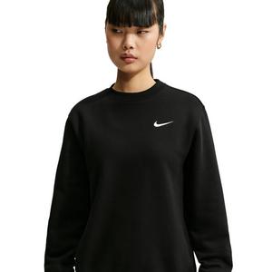 Nike Women's Studio Fleece Medium Weight Crewneck Sweatshirt - Black/Off-White - BLACK/OFF-WHITE