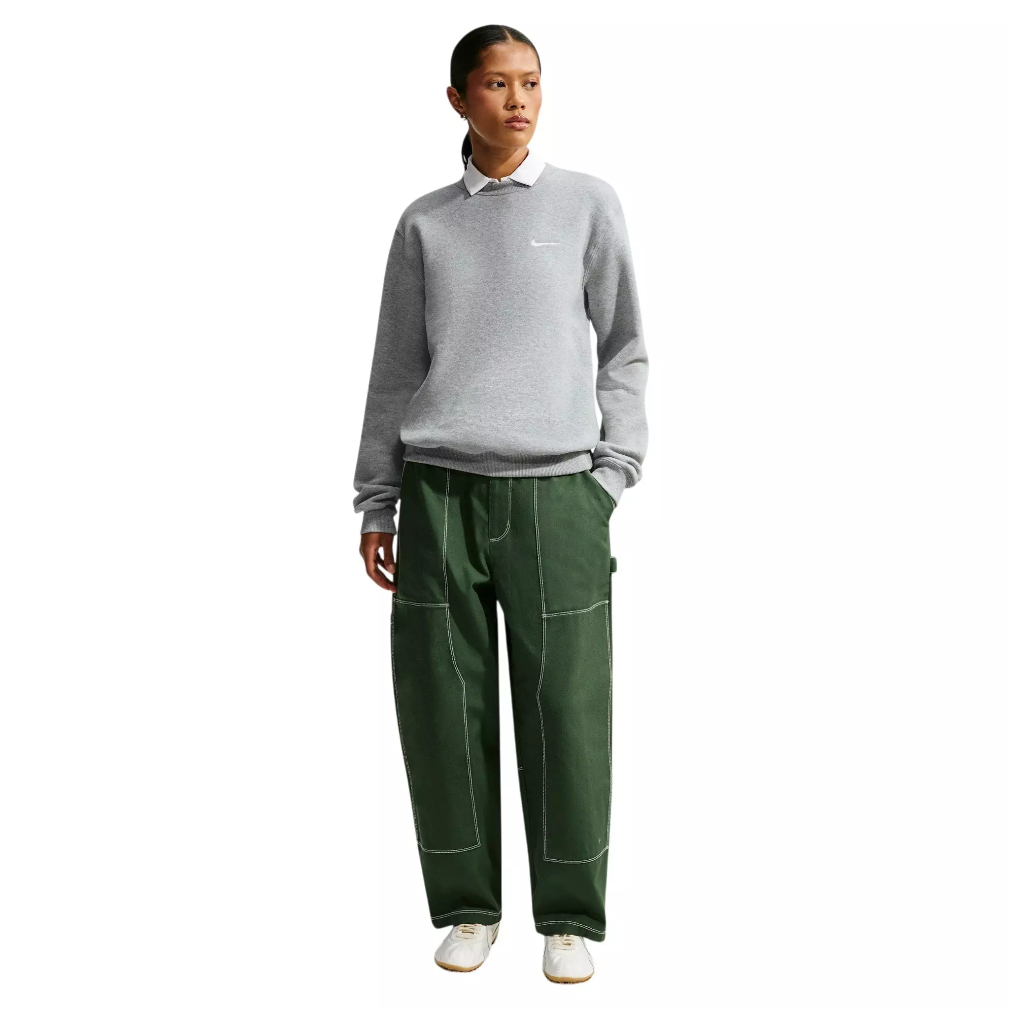 Nike Women's Studio Fleece Medium Weight Crewneck Sweatshirt - Grey - GREY