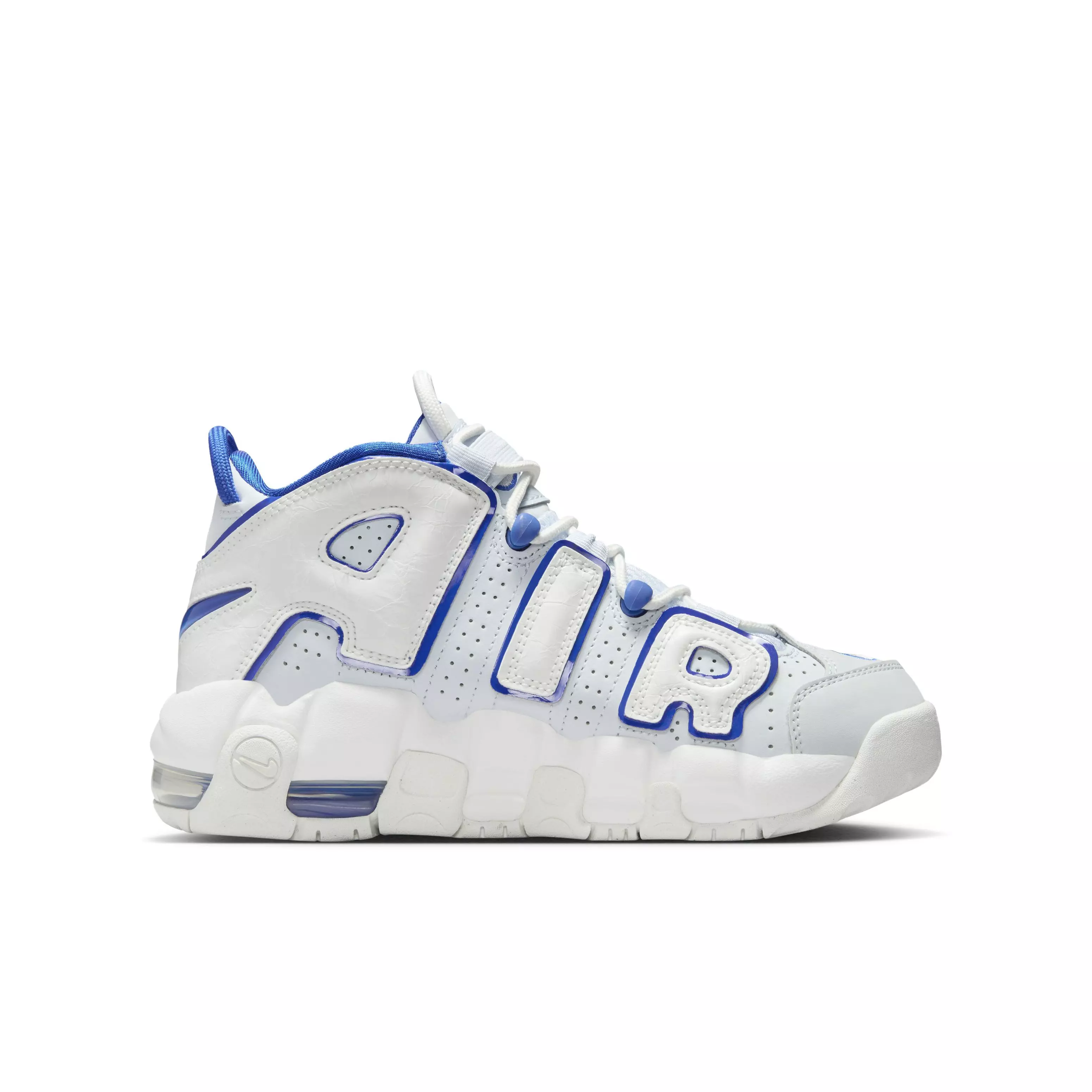 Nike Air More Uptempo "Summit White/Football Grey/Racer Blue" Grade School Boys' Shoe - WHITE/GREY/BLUE