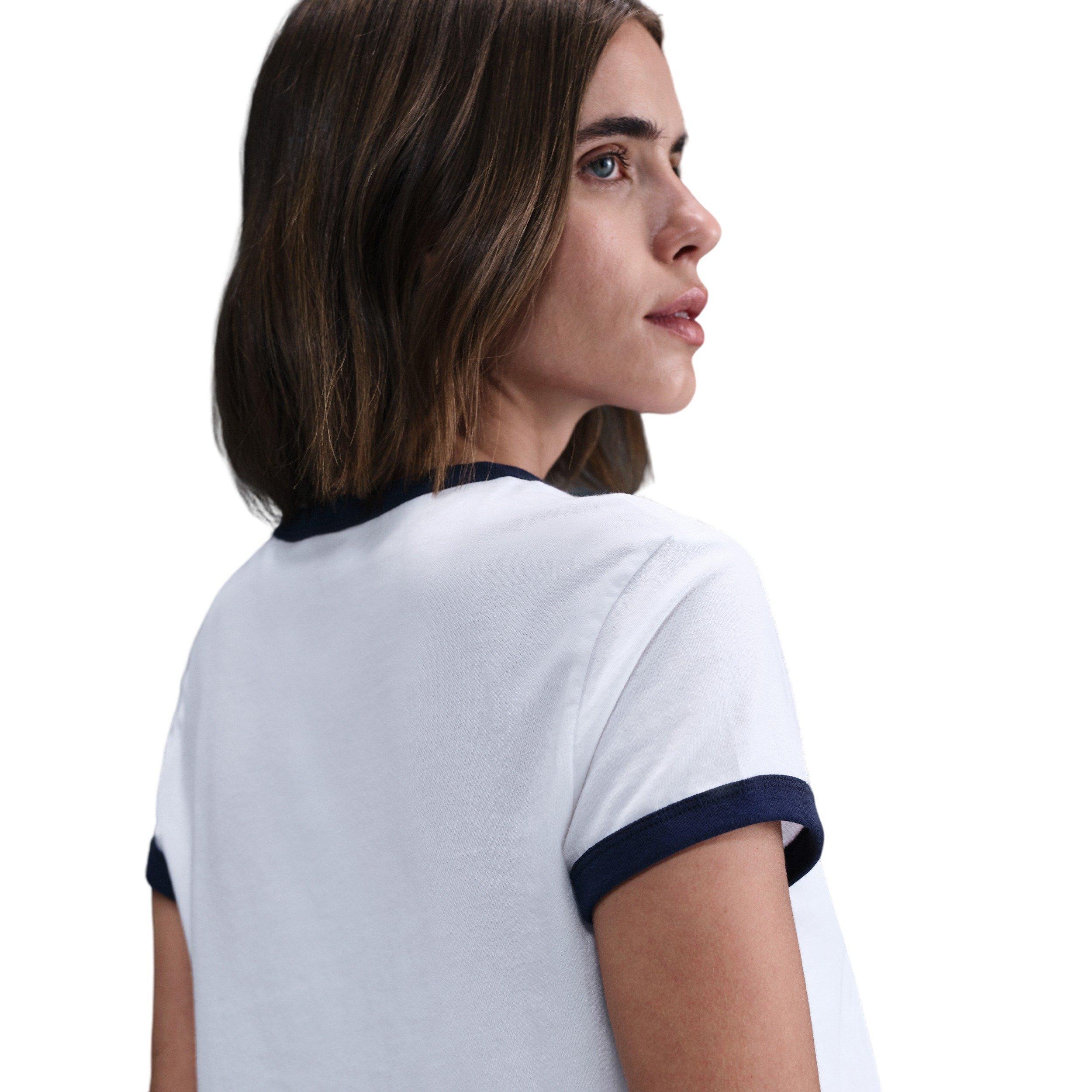 Nike Women's Sportswear Ringer T-Shirt - White/Navy - WHITE/NAVY Thumbnail View 2