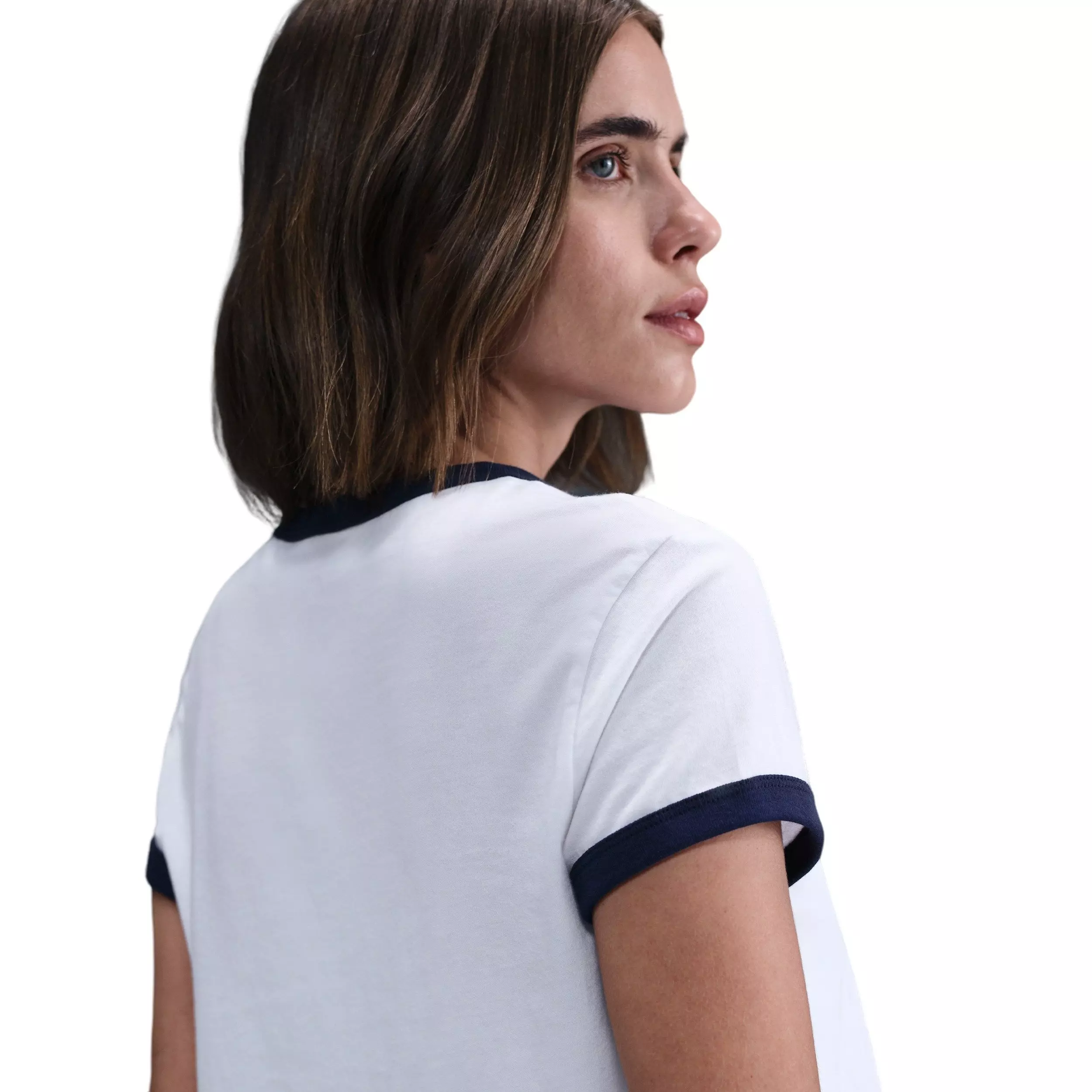 Nike Women's Sportswear Ringer T-Shirt - White/Navy - WHITE/NAVY