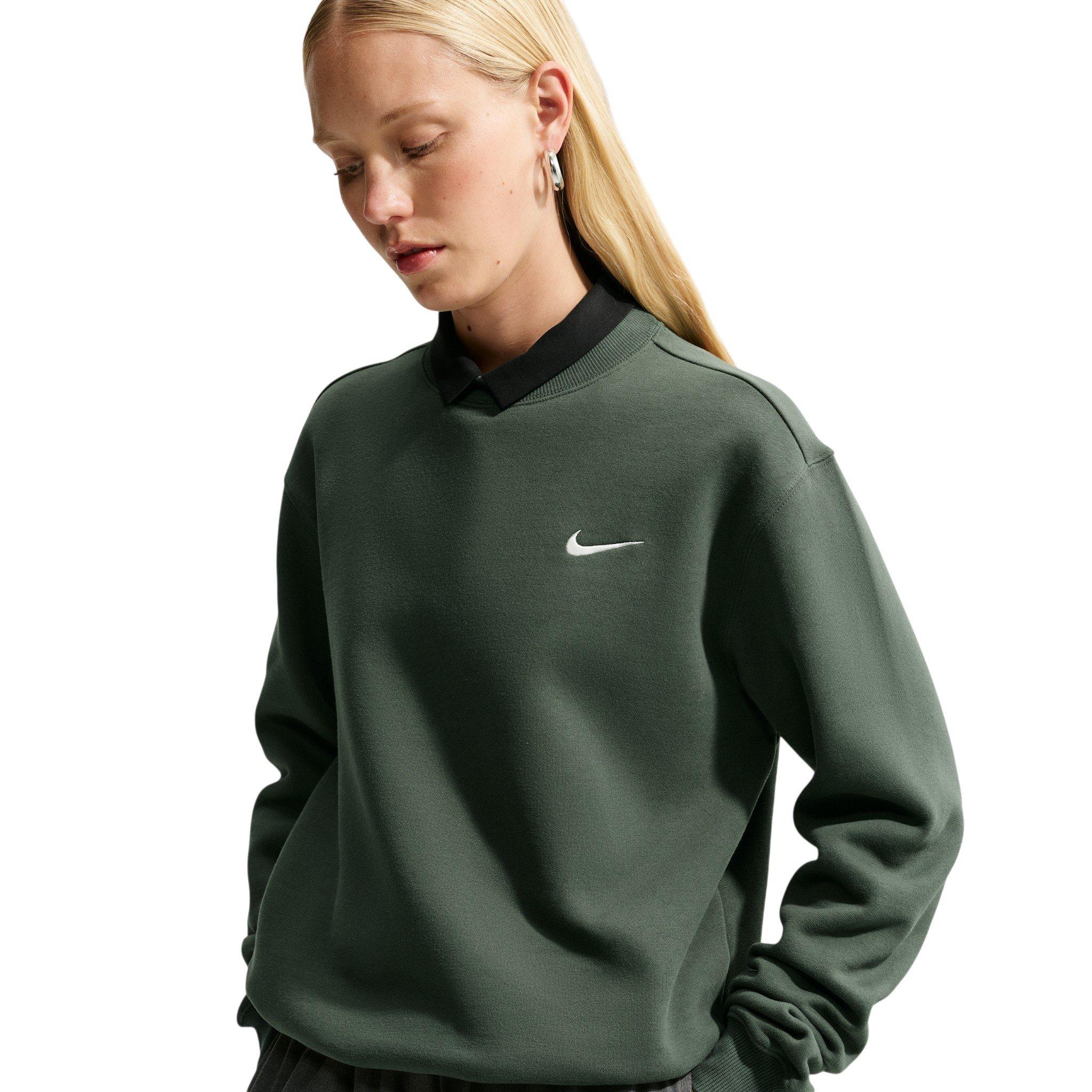 Nike Women's Studio Fleece Medium Weight Crewneck Sweatshirt - Green - GREEN