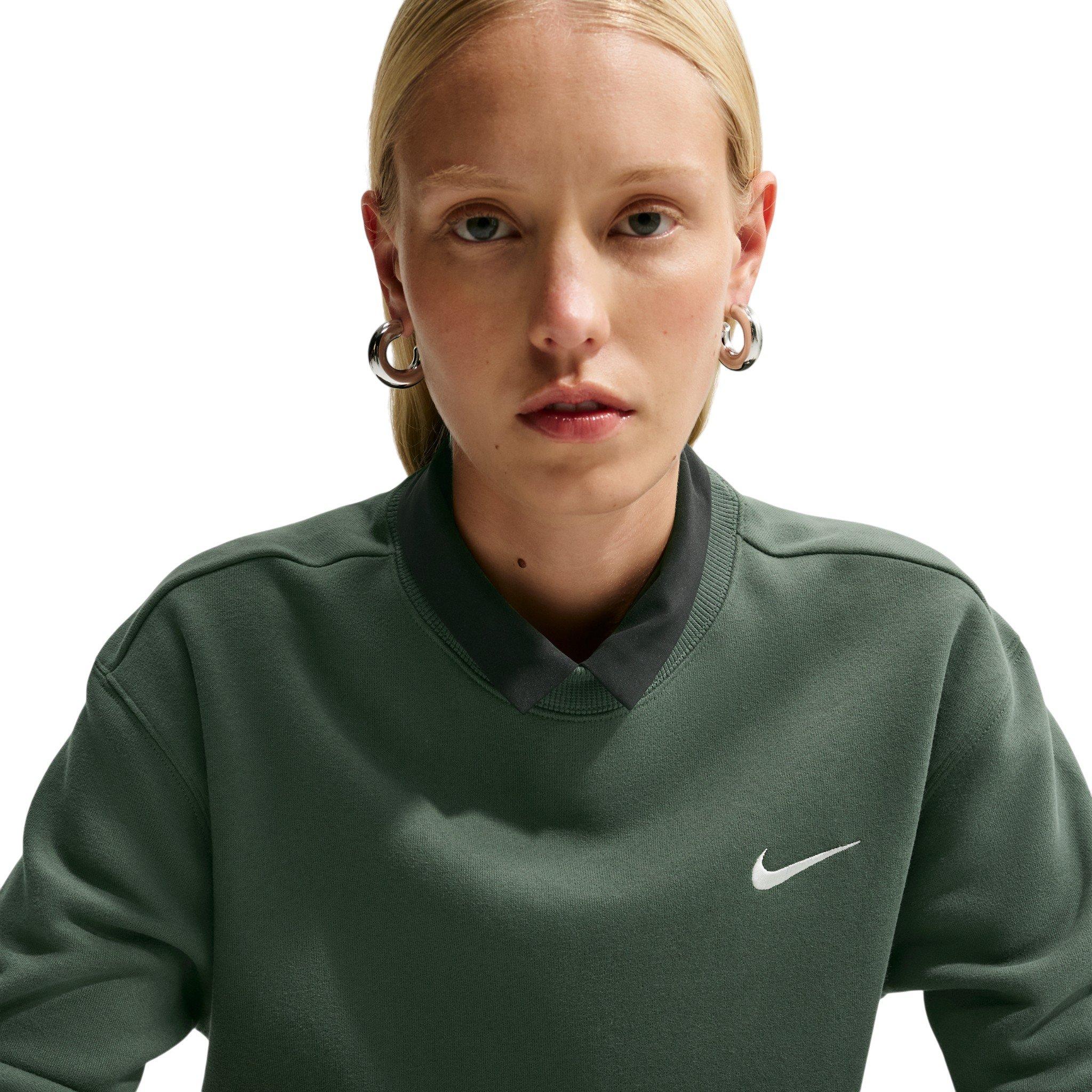 Nike Women's Studio Fleece Medium Weight Crewneck Sweatshirt - Green - GREEN