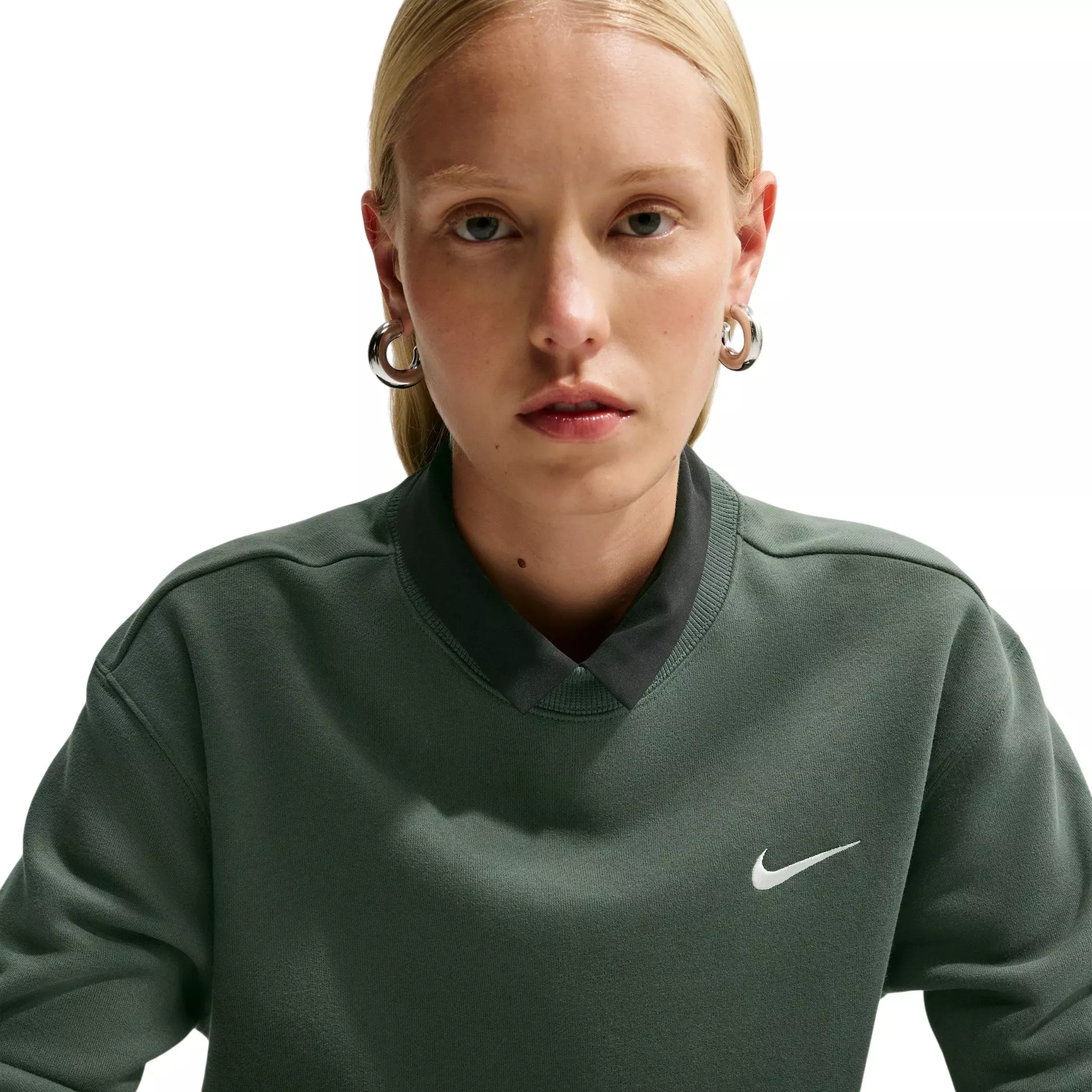 Nike Women's Studio Fleece Medium Weight Crewneck Sweatshirt - Green - GREEN