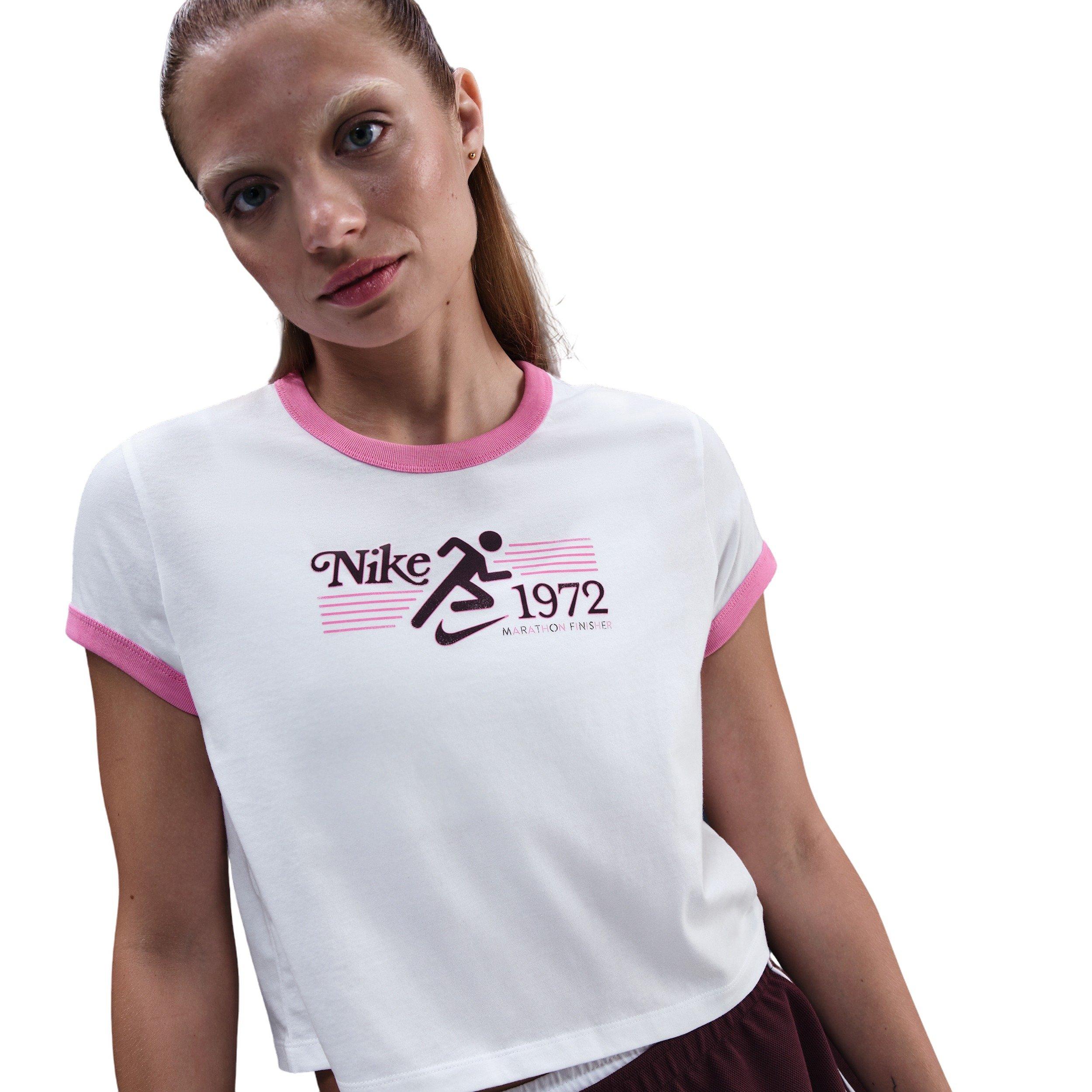 Nike Women's Sportswear Ringer T-Shirt -White/Pink - WHITE/PINK Thumbnail View 1