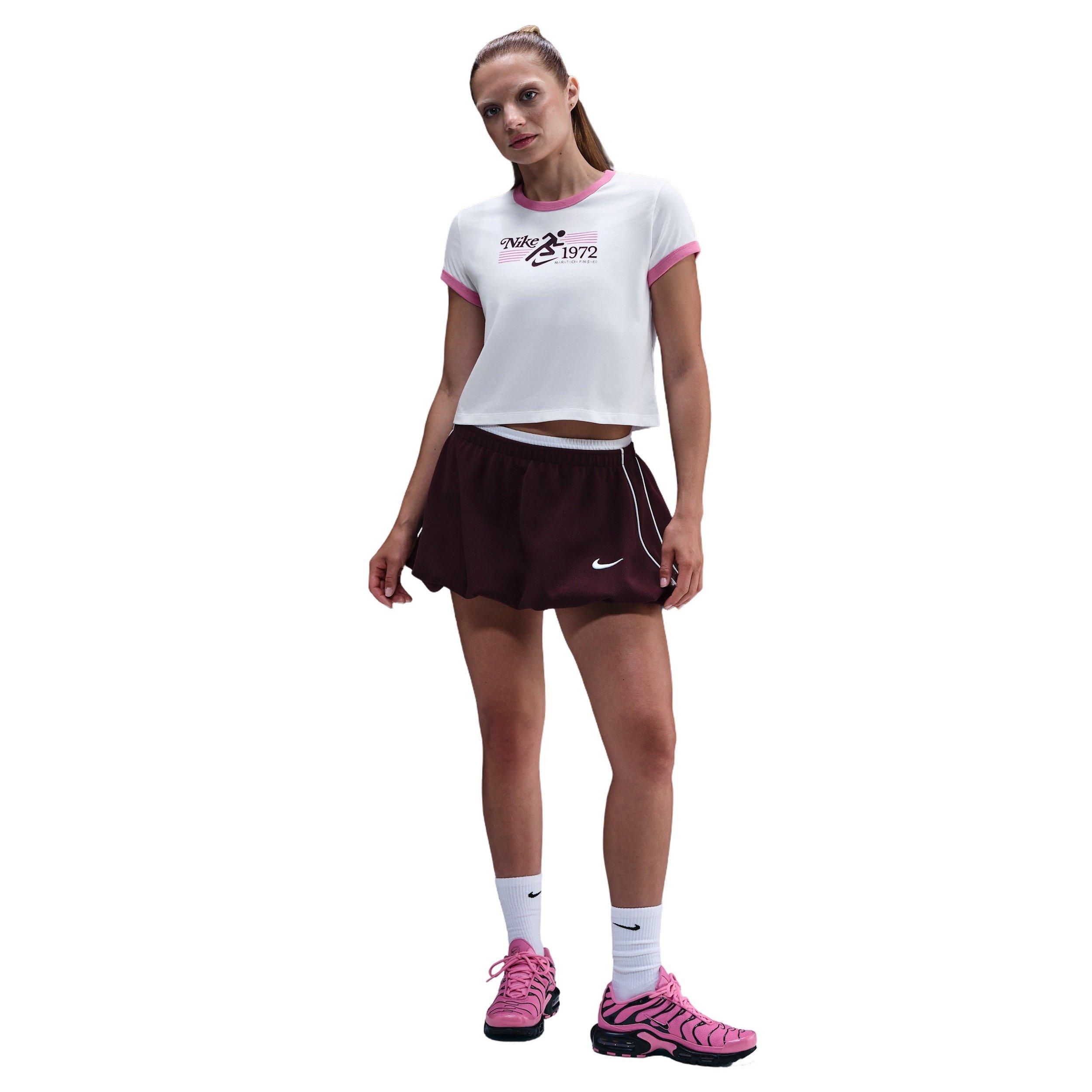 Nike Women's Sportswear Ringer T-Shirt - White/Pink - WHITE/PINK Thumbnail View 4