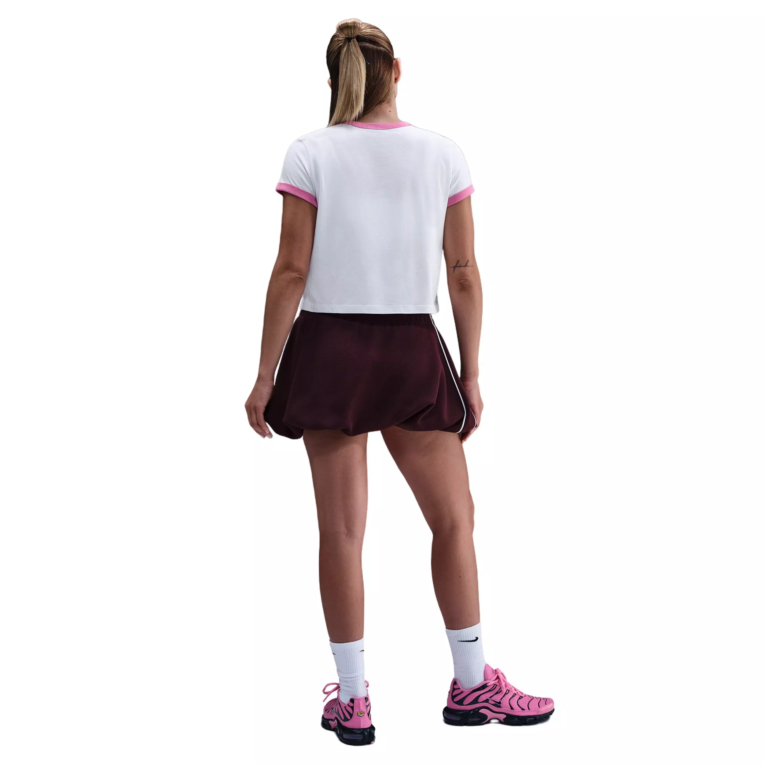 Nike Women's Sportswear Ringer T-Shirt -White/Pink - WHITE/PINK