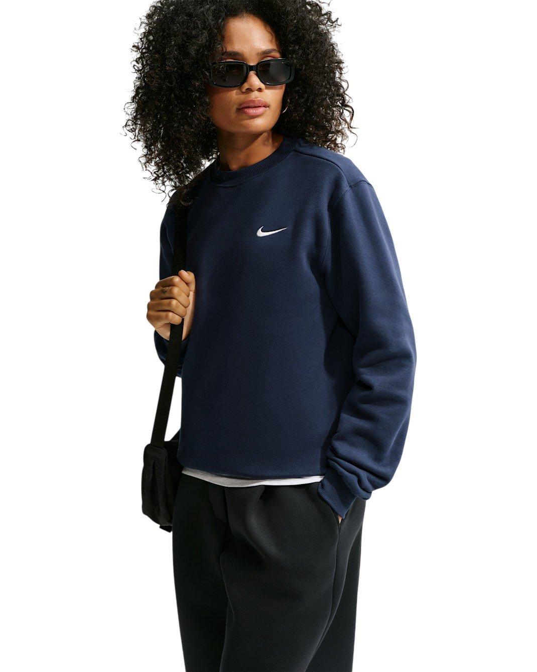 Nike Women's Studio Fleece Medium Weight Crewneck Sweatshirt - Navy - NAVY