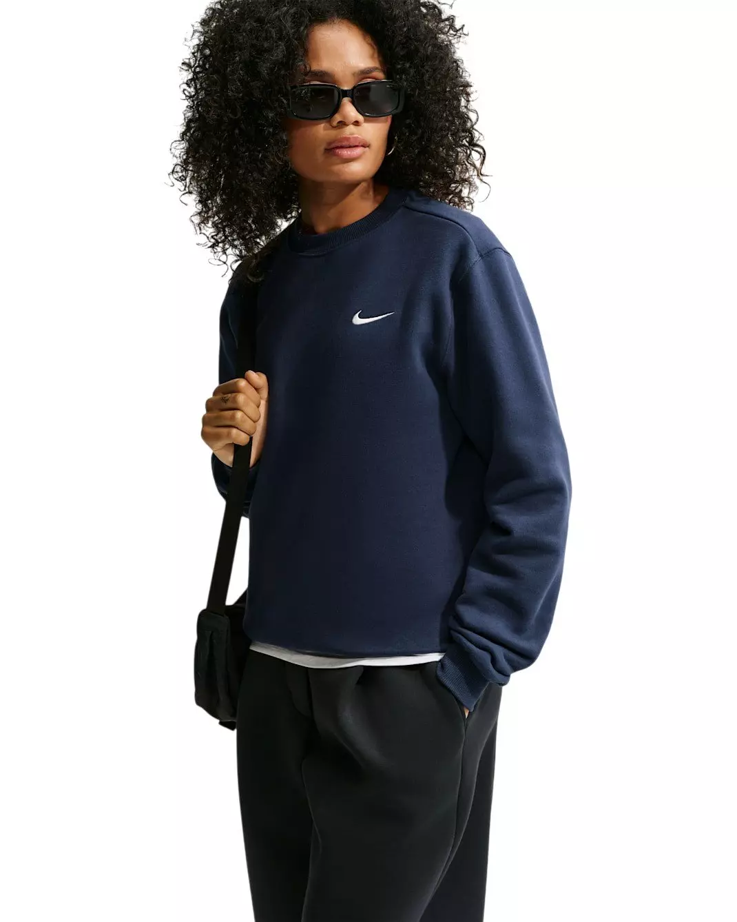 Nike Women's Studio Fleece Medium Weight Crewneck Sweatshirt - Navy - NAVY