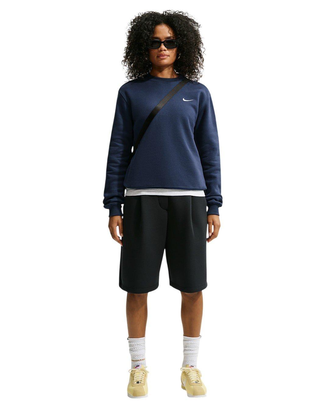 Nike Women's Studio Fleece Medium Weight Crewneck Sweatshirt - Navy - NAVY