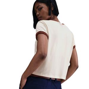 Nike Women's Sportswear Ringer T-Shirt -Ivory/Brown