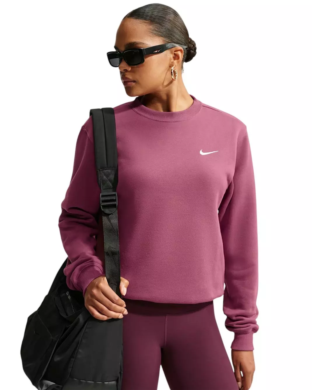 Nike Women's Studio Fleece Medium Weight Crewneck Sweatshirt - Pink Smoke - PINK SMOKE