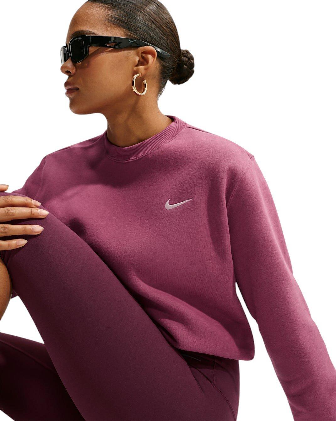 Nike Women's Studio Fleece Medium Weight Crewneck Sweatshirt - Pink Smoke - PINK SMOKE
