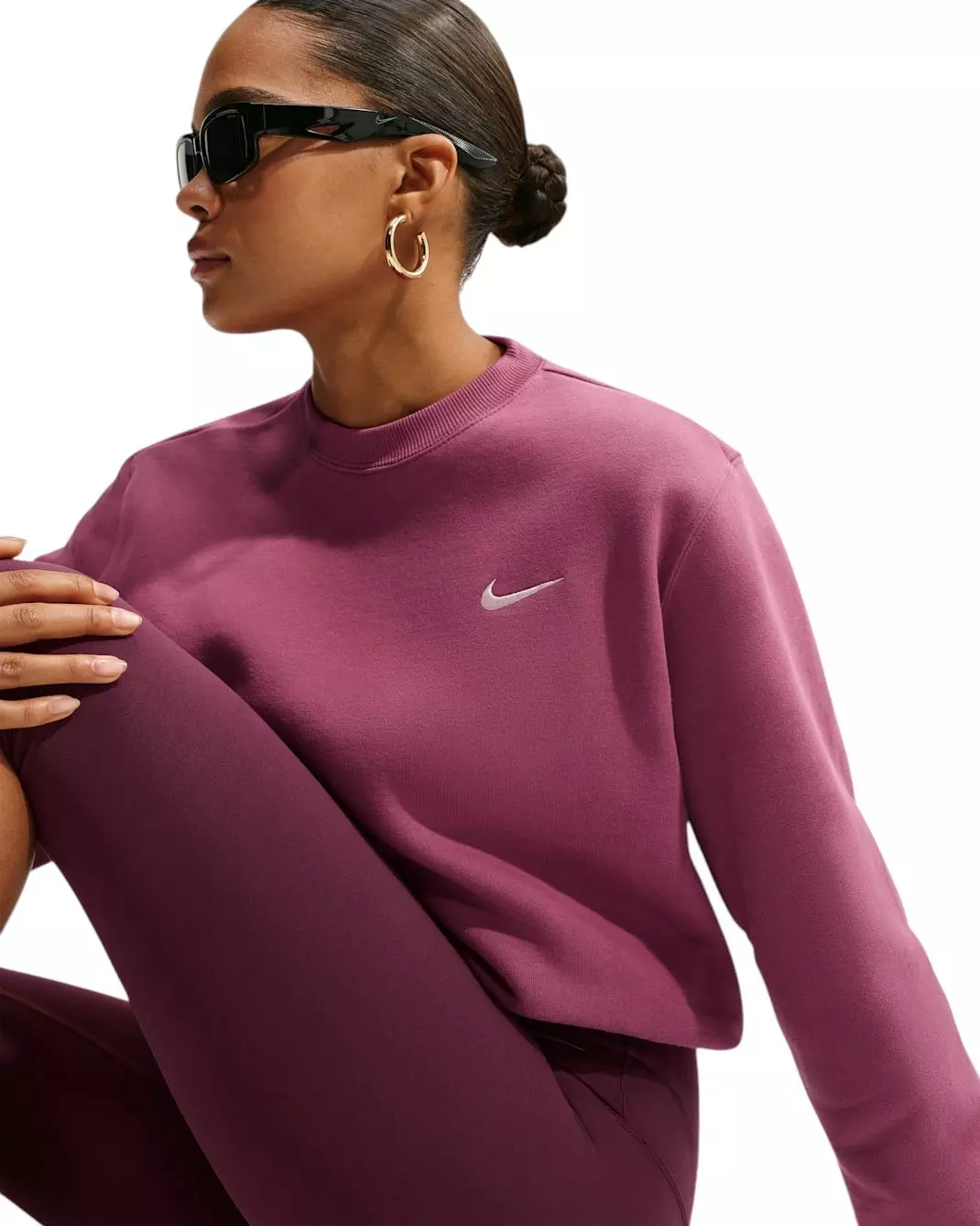 Nike Women's Studio Fleece Medium Weight Crewneck Sweatshirt - Pink Smoke - PINK SMOKE