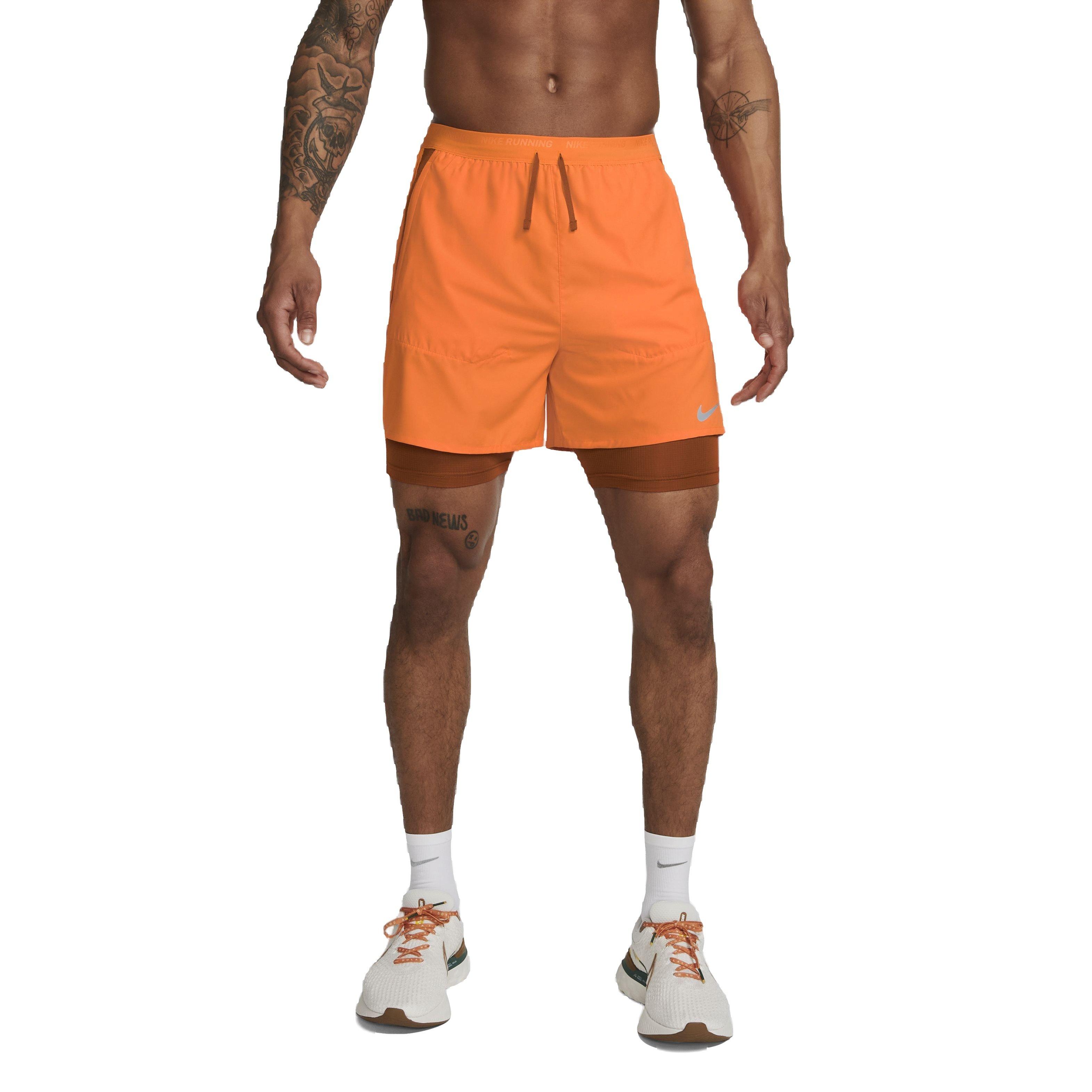 Nike Men's Dri-FIT Stride 5" 2-in-1 Hybrid Running Shorts - ORANGE Thumbnail View 1