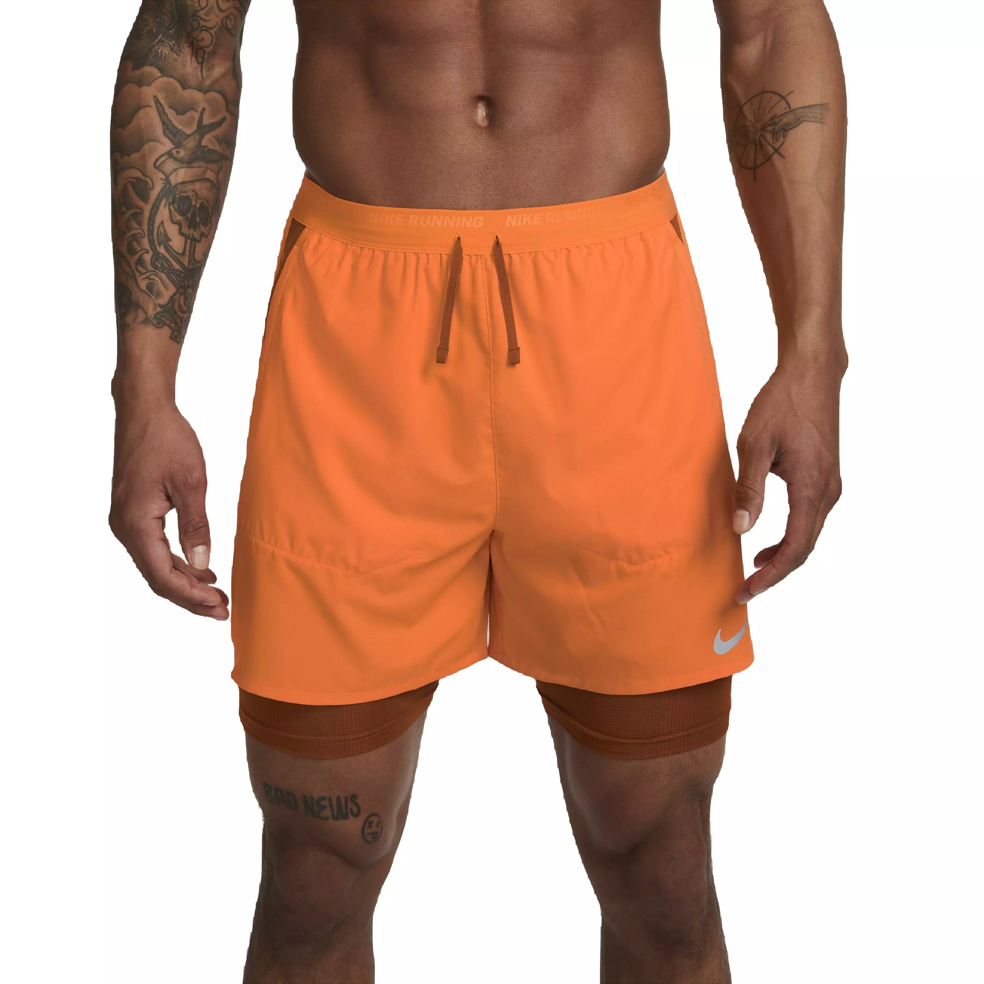 Nike Men's Dri-FIT Stride 5" 2-in-1 Hybrid Running Shorts - ORANGE