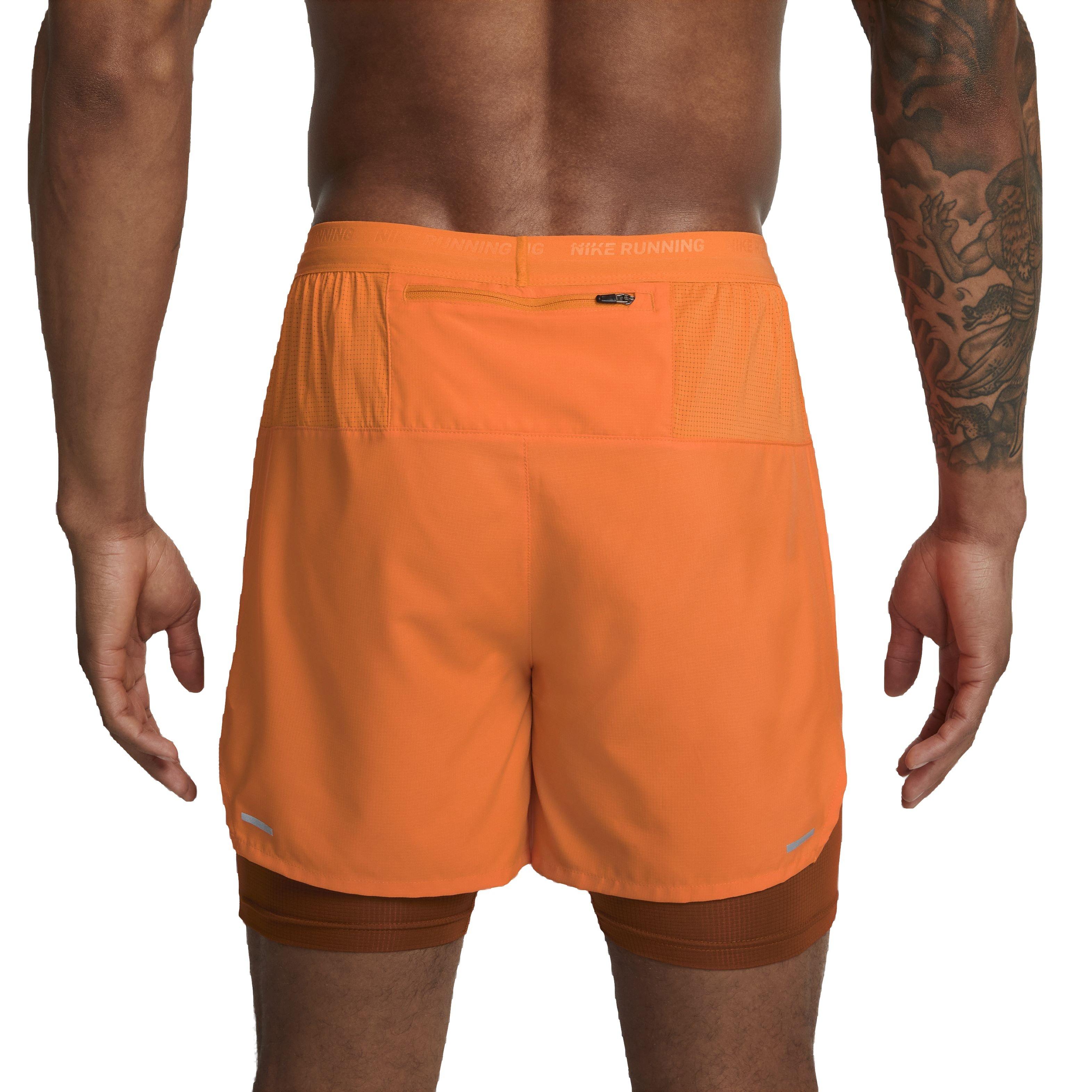 Nike Men's Dri-FIT Stride 5" 2-in-1 Hybrid Running Shorts - ORANGE Thumbnail View 3