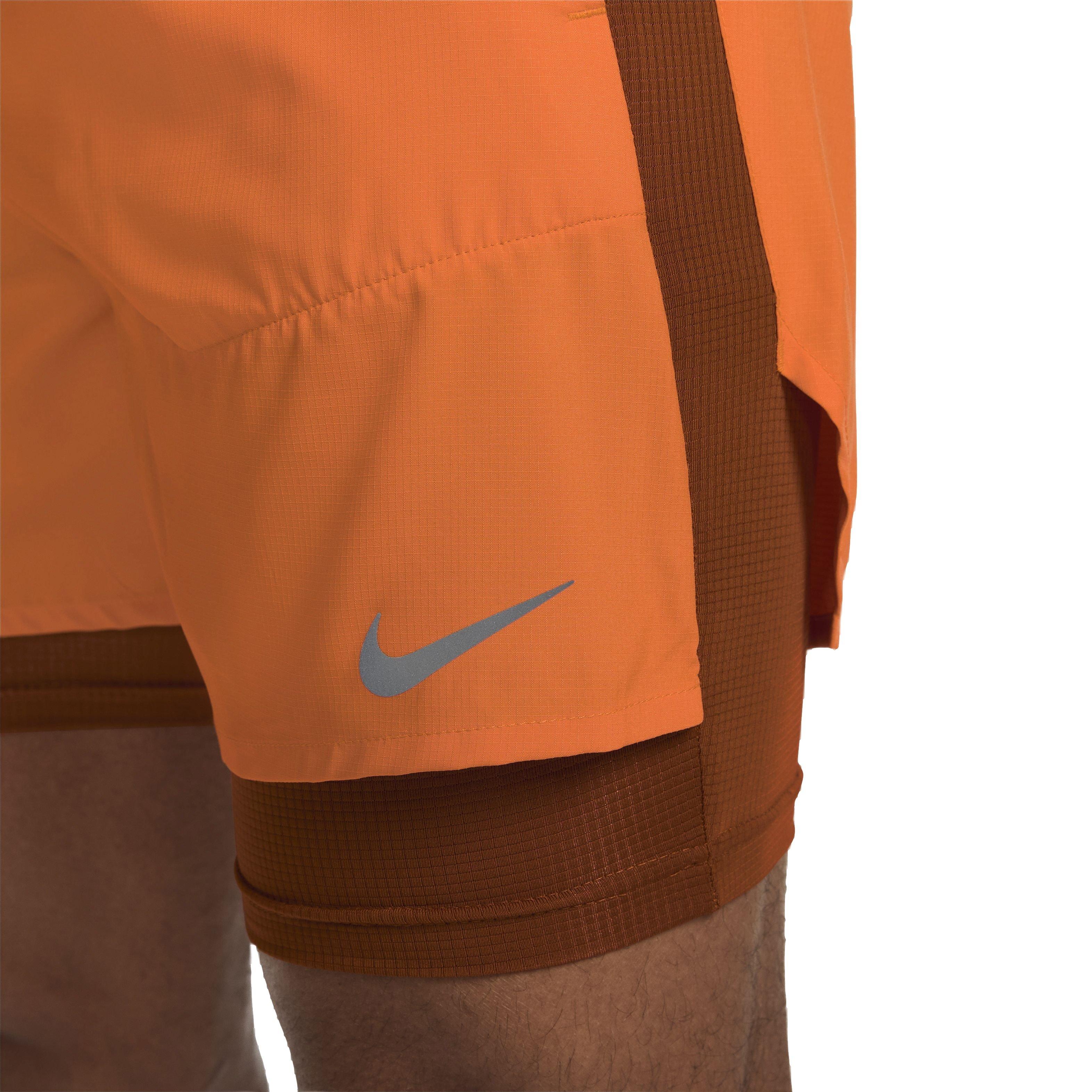 Nike Men's Dri-FIT Stride 5" 2-in-1 Hybrid Running Shorts - ORANGE Thumbnail View 5