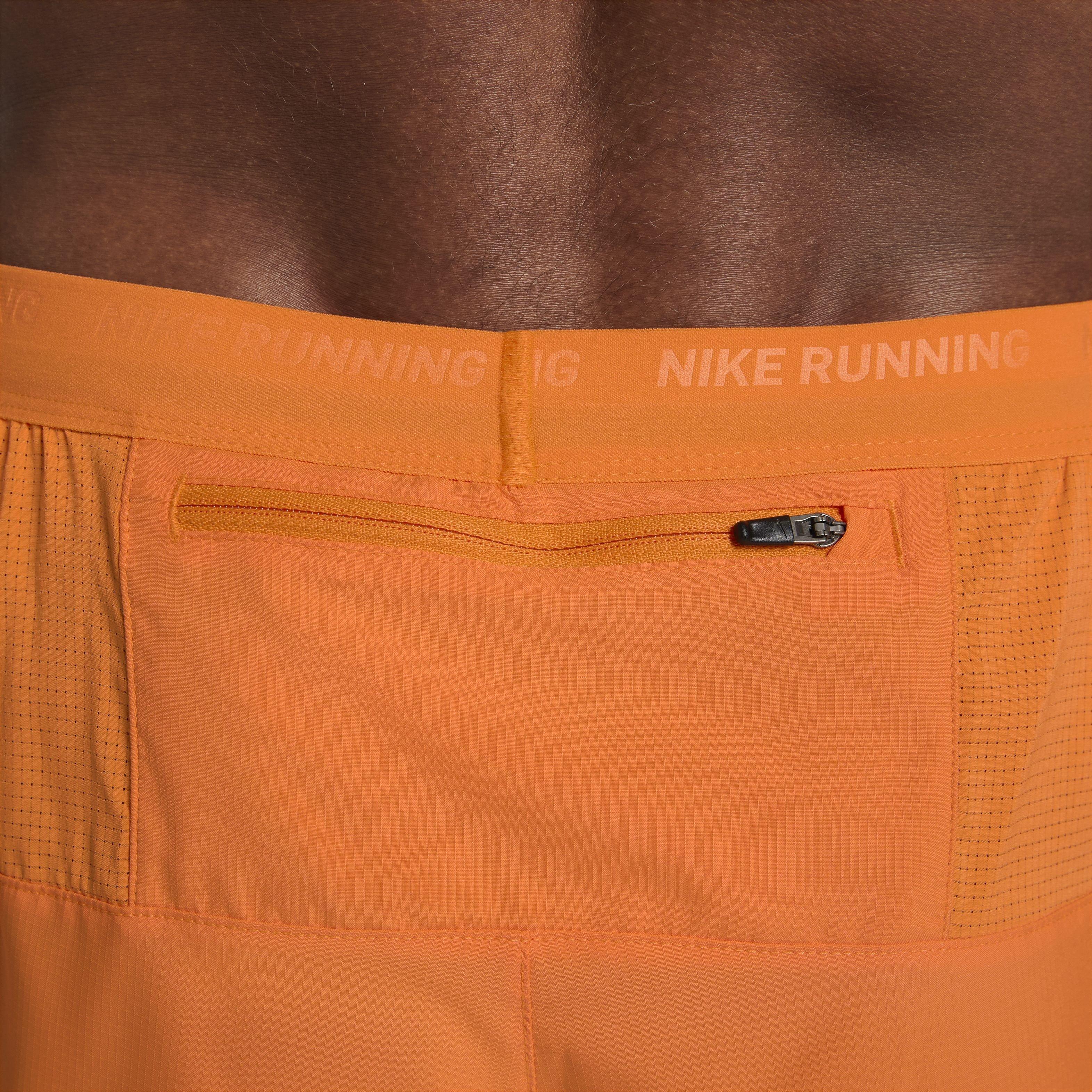 Nike Men's Dri-FIT Stride 5" 2-in-1 Hybrid Running Shorts - ORANGE Thumbnail View 6