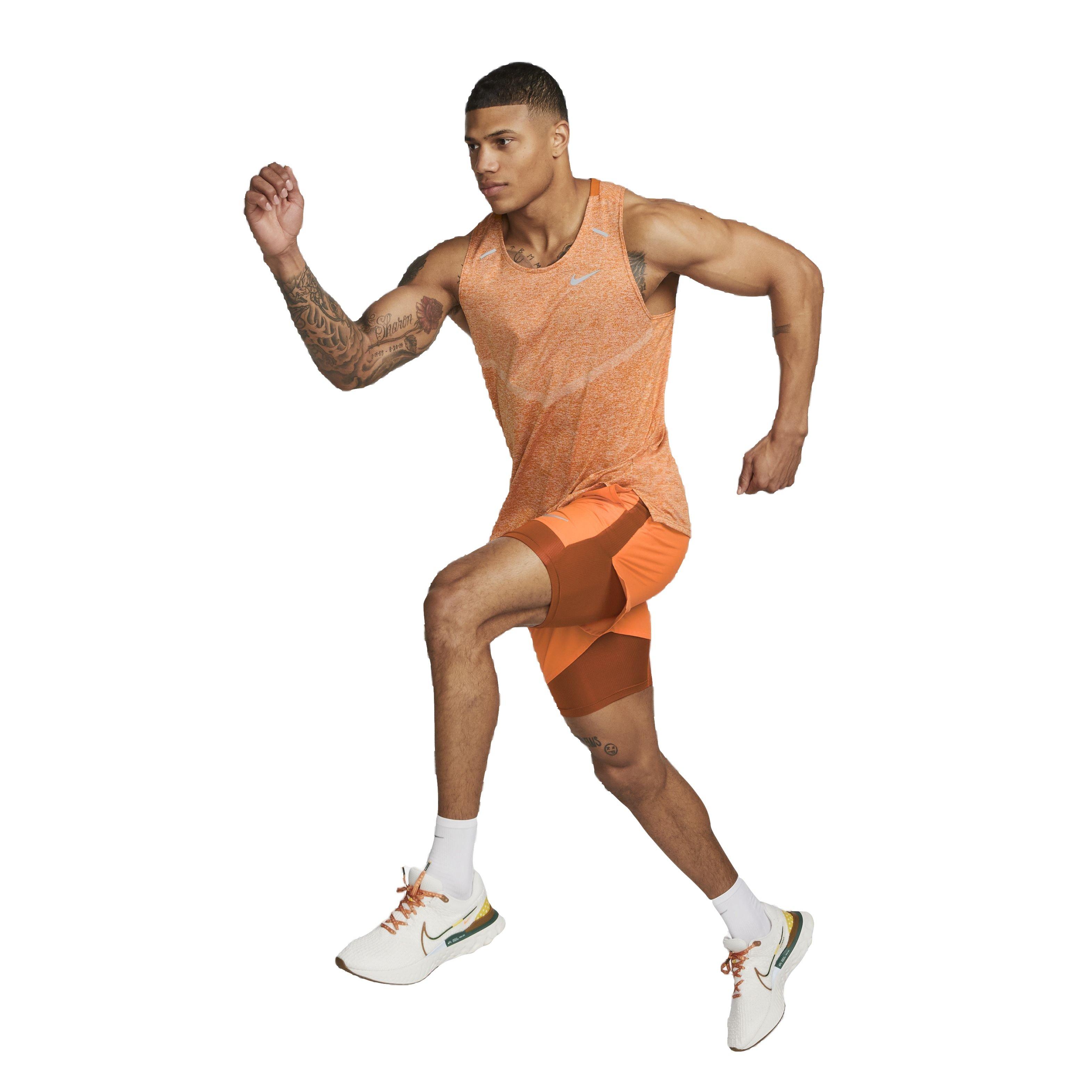 Nike Men's Dri-FIT Stride 5" 2-in-1 Hybrid Running Shorts - ORANGE Thumbnail View 8