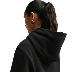 Nike Women's Studio Fleece Medium Weight Embroidered Logo Pullover Hoodie - Black/Off-White - BLACK/OFF-WHITE