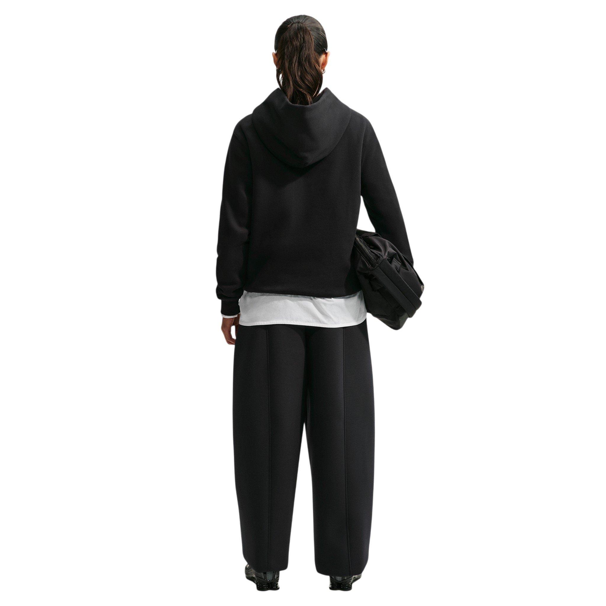 Nike Women's Studio Fleece Medium Weight Embroidered Logo Pullover Hoodie - Black/Off-White - BLACK/OFF-WHITE
