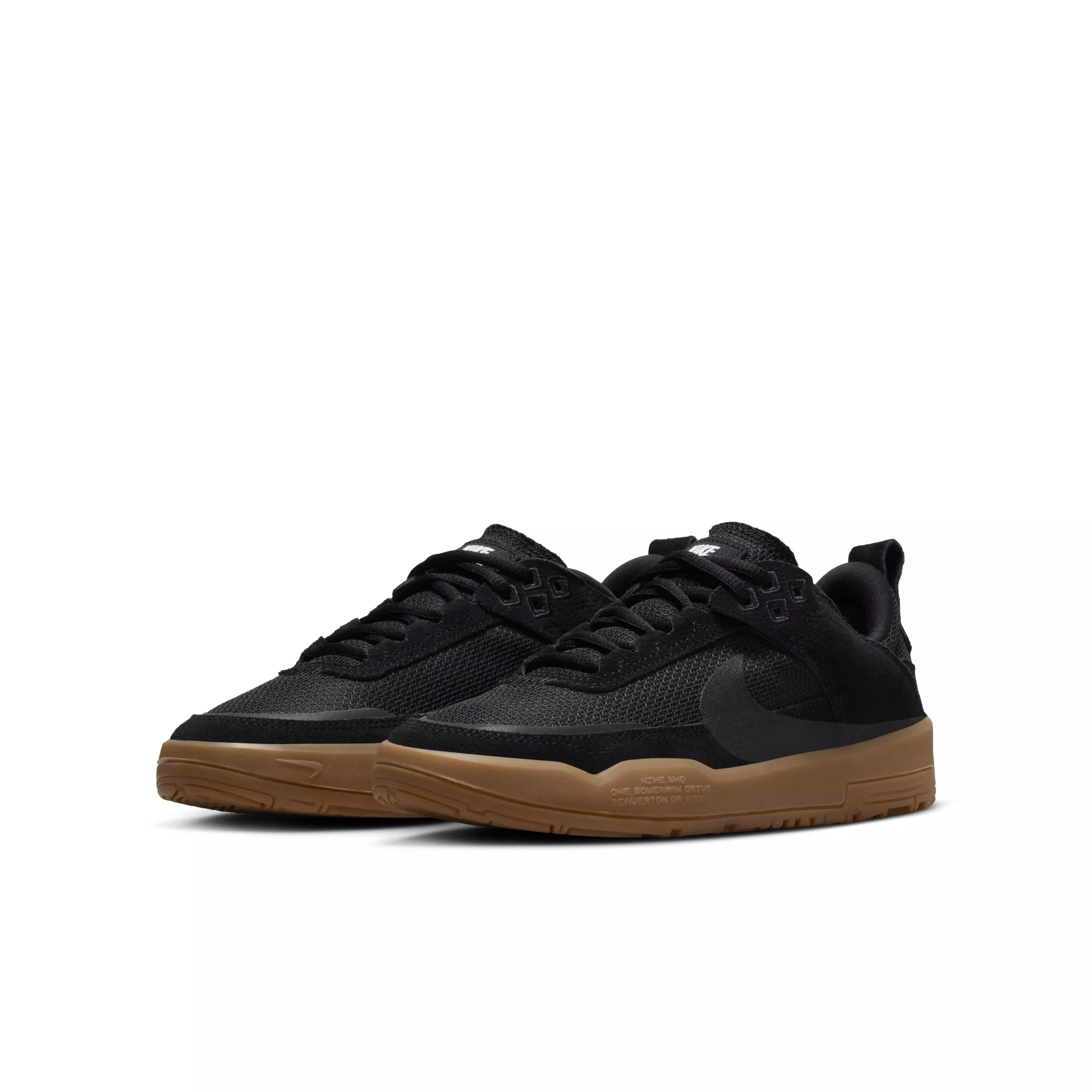 Nike SB Day One "Black/Gum Light Brown/White/Black" Grade School Boys' Skateboarding Shoe - BLACK/LT BROWN/WHITE/BLACK