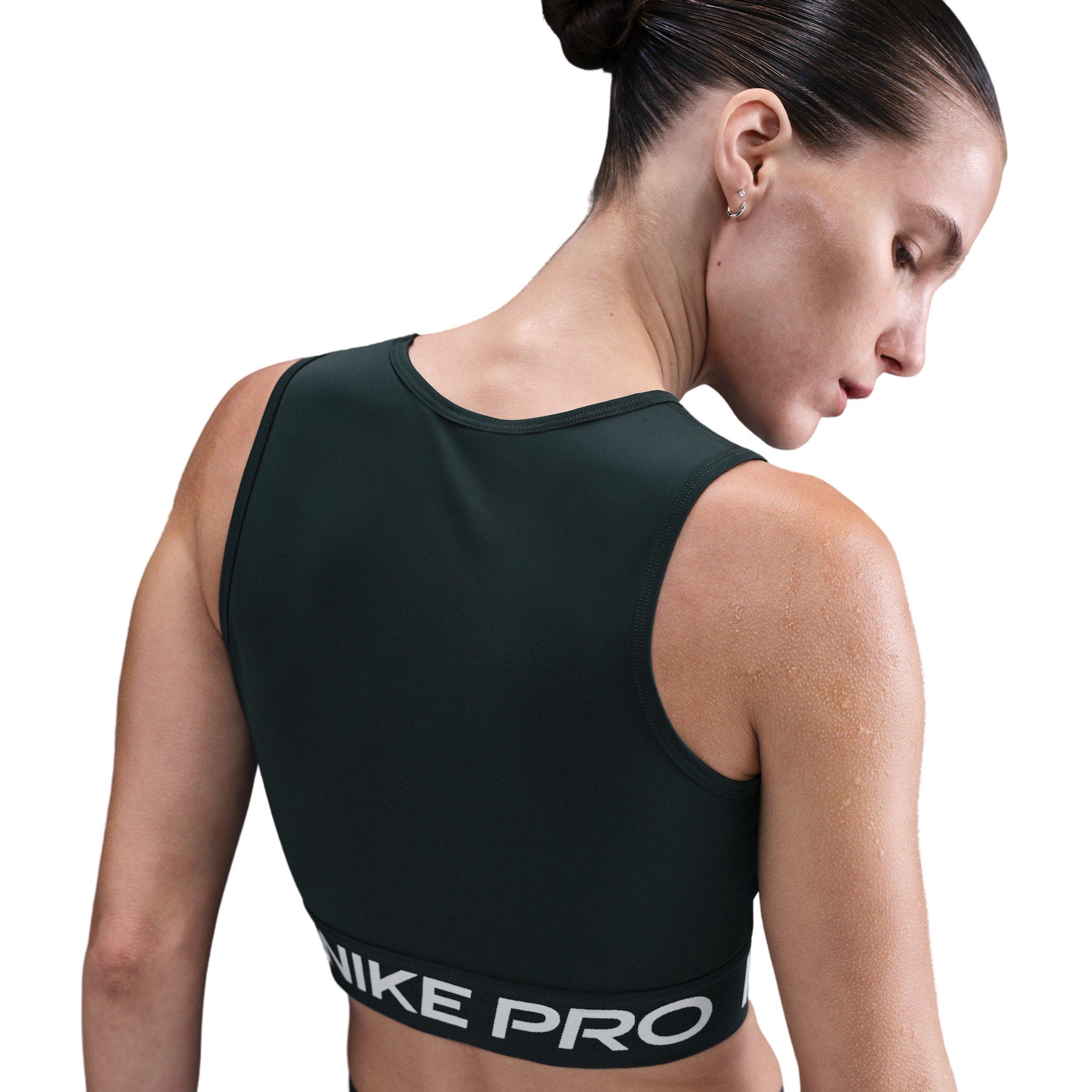 Nike Pro Women's Dri-FIT Cropped Tank Top - Seaweed Green - SEAWEED GREEN Thumbnail View 2