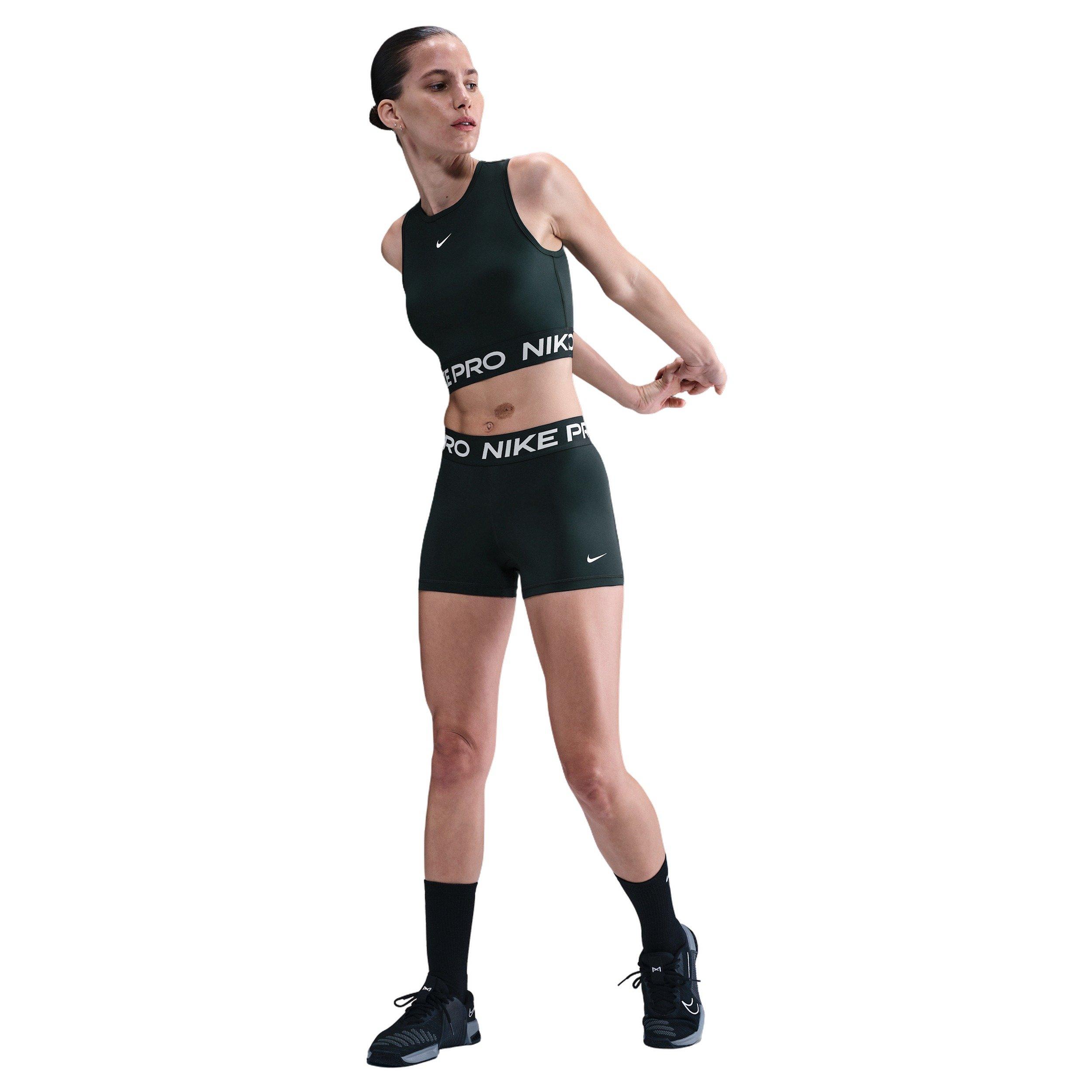 Nike Pro Women's Dri-FIT Cropped Tank Top - Seaweed Green - SEAWEED GREEN Thumbnail View 4