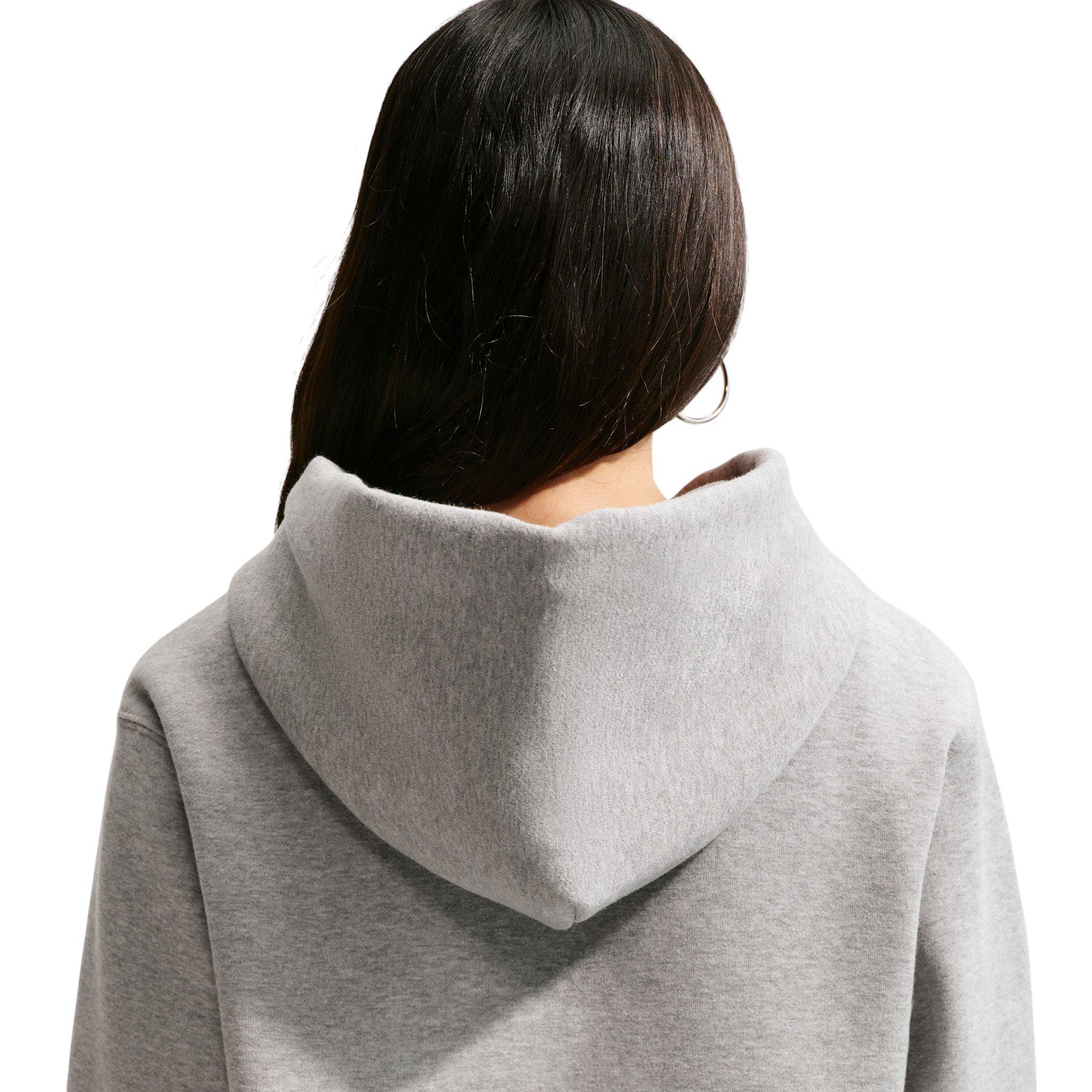 Nike Women's Studio Fleece Medium Weight Embroidered Logo Pullover Hoodie - Grey - GREY