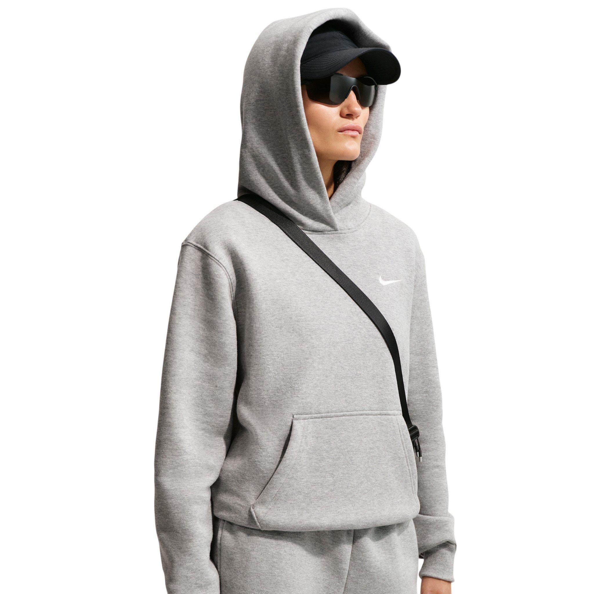 Nike Women's Studio Fleece Medium Weight Embroidered Logo Pullover Hoodie - Grey - GREY